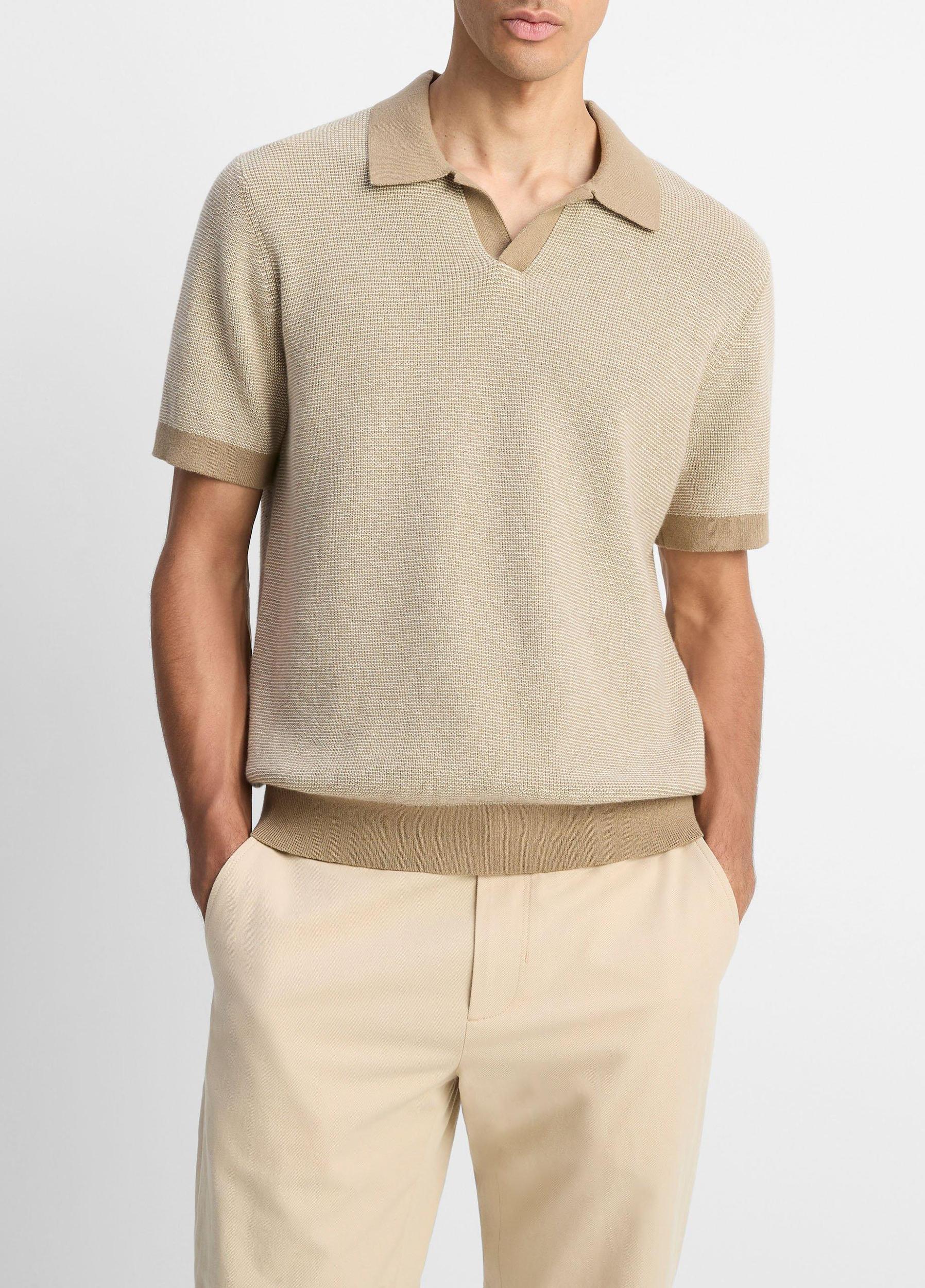 Colorblocked Feed-Stripe Cotton-Cashmere Johnny-Collar Sweater Product Image