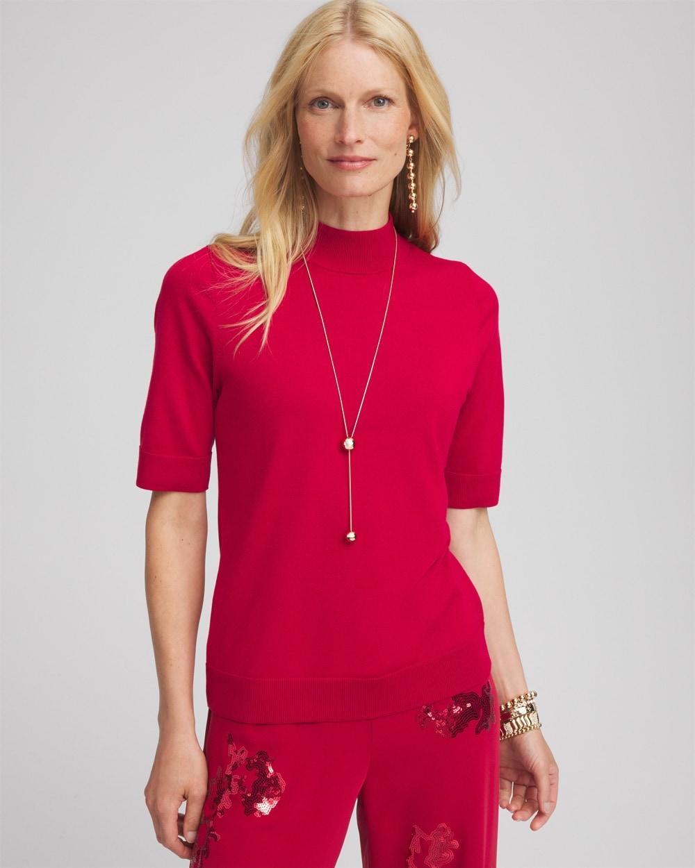 Elbow Sleeve Mock Neck Sweater Product Image