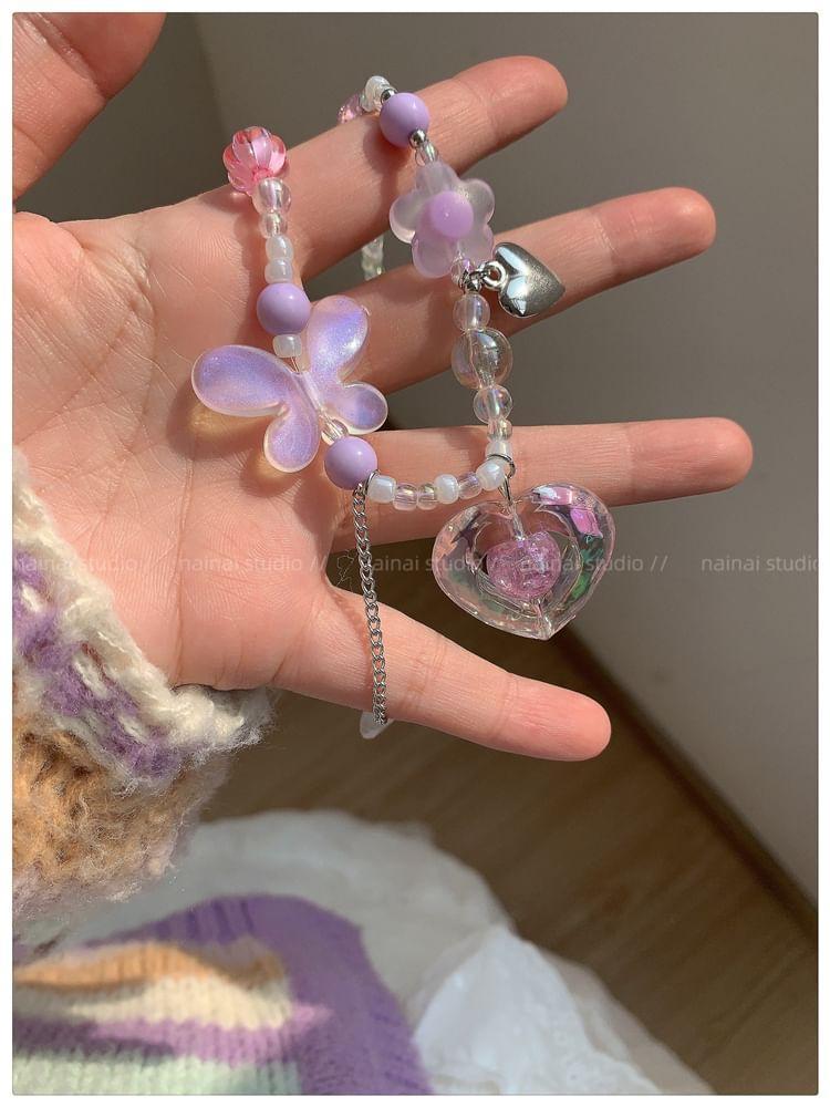 Heart Butterfly Bead Choker Product Image