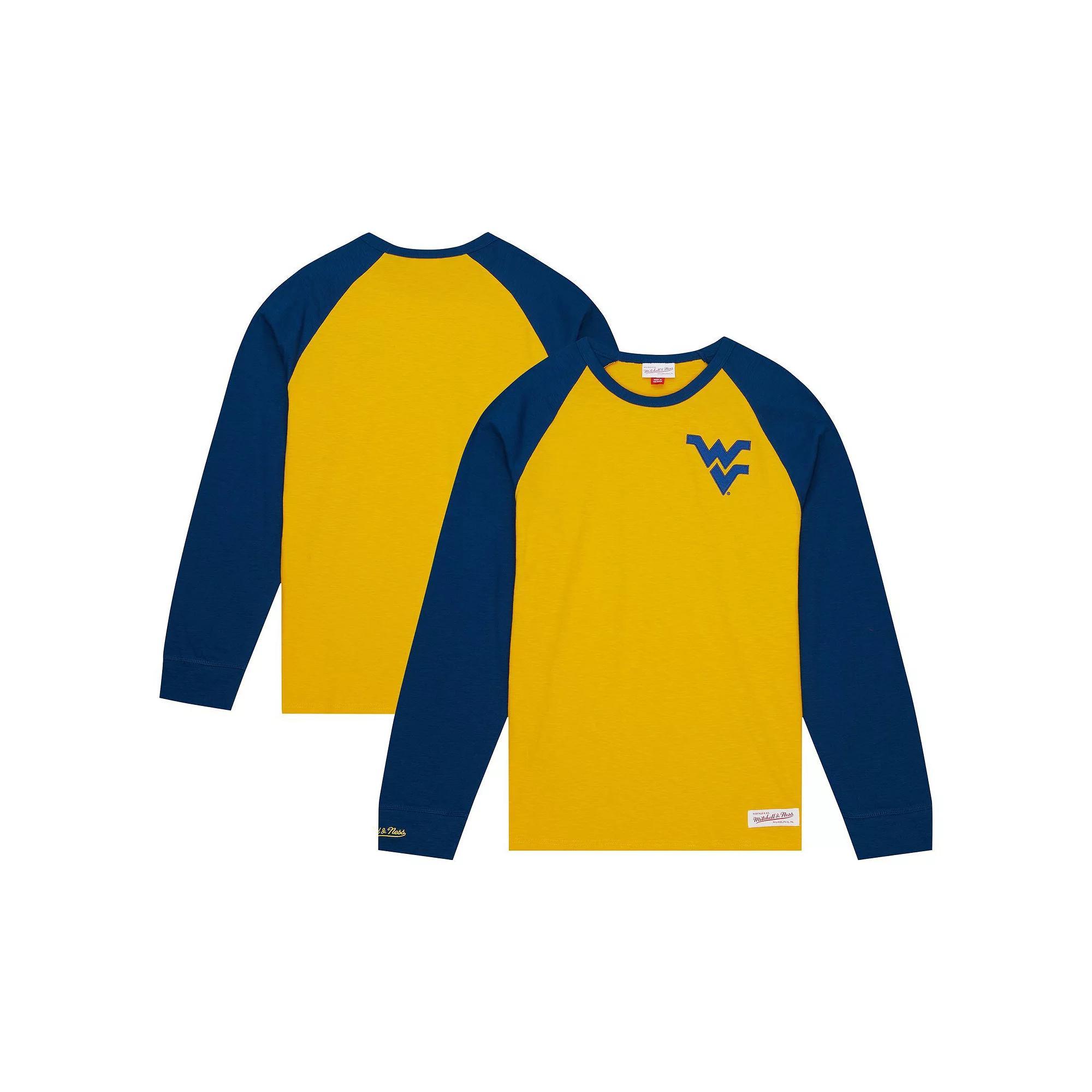 Men's Mitchell & Ness Gold West Virginia Mountaineers Legendary Slub Raglan Long Sleeve T-Shirt, Size: XL Product Image