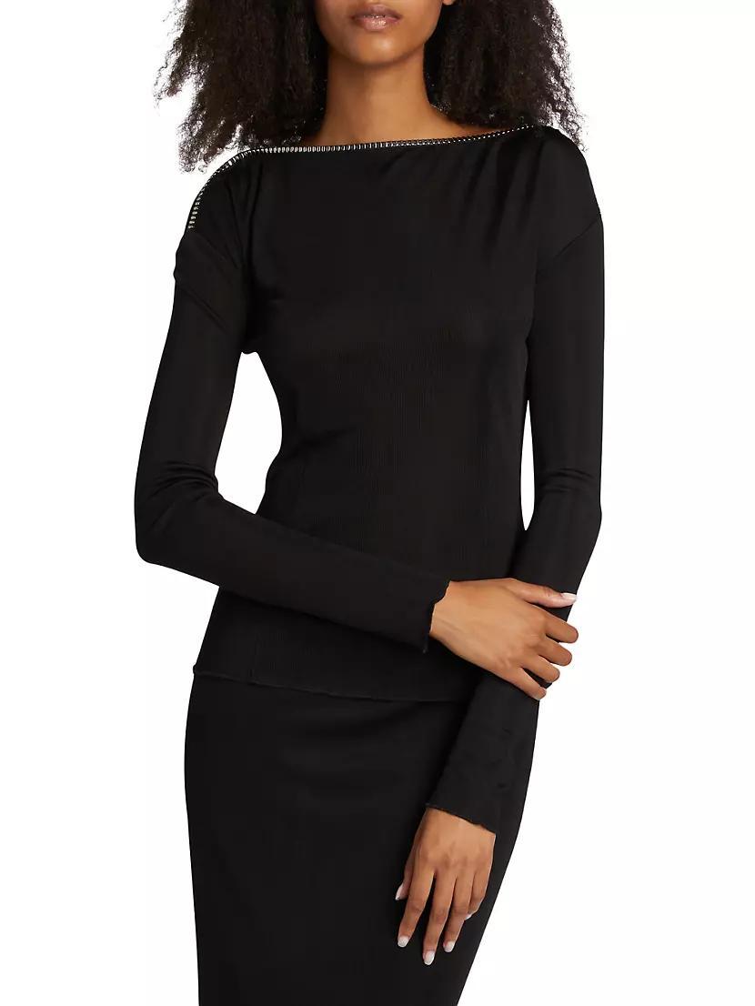 Gwenyth Embellished Jersey Top Product Image