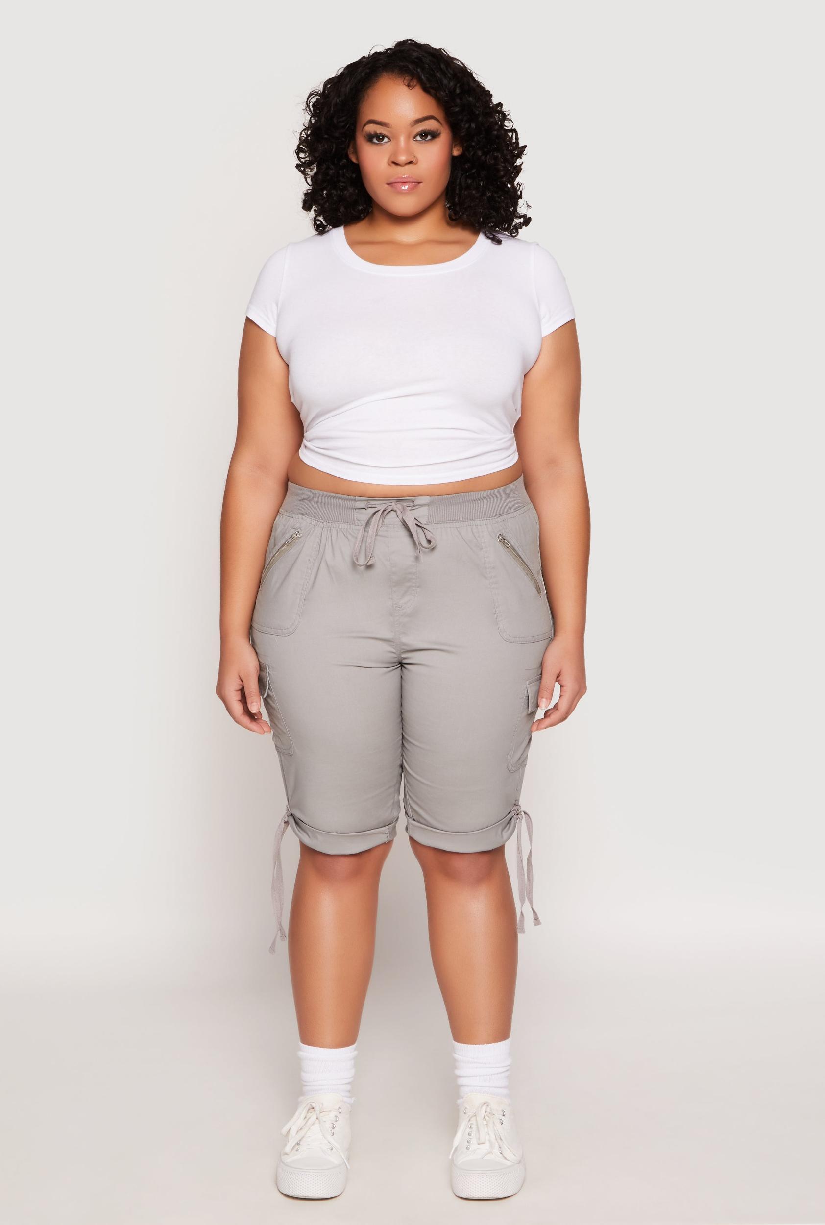 Womens Plus Size Zip Pocket Bermuda Shorts Product Image