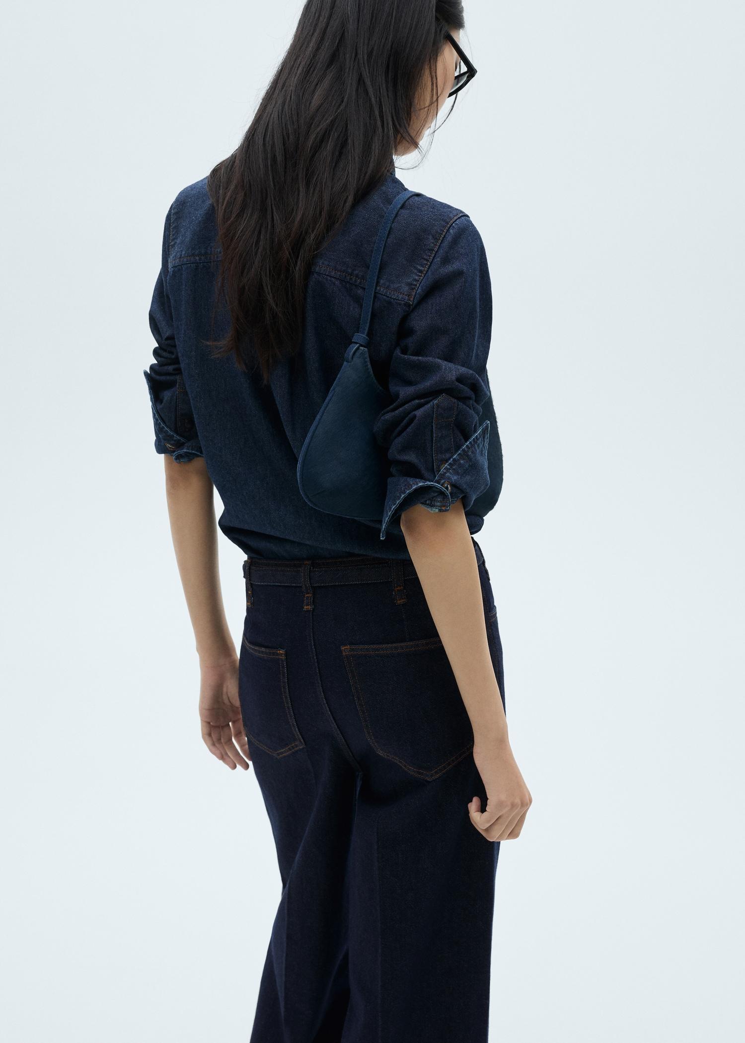 Rinse-wash wideleg jeans with belt - Women | MANGO USA Product Image