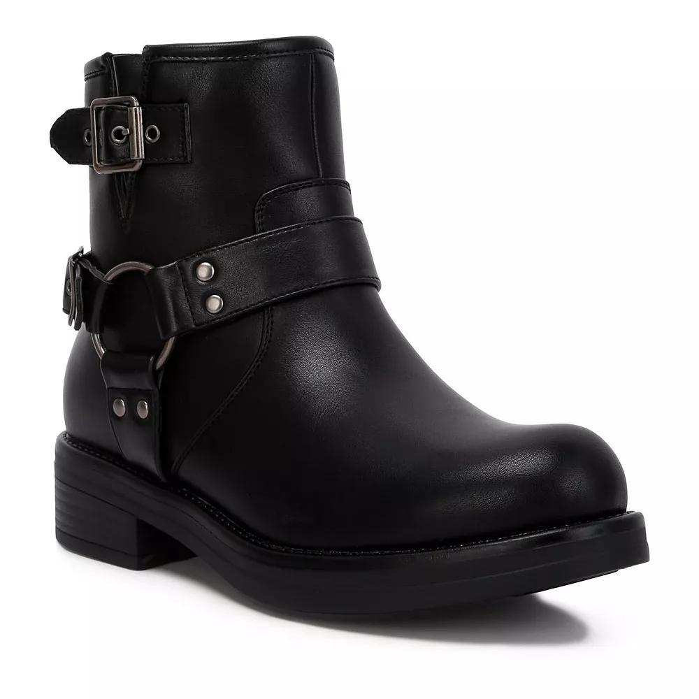London Rag Allux Women's Faux Leather Pin Buckle Boots, Size: 8, Black Product Image