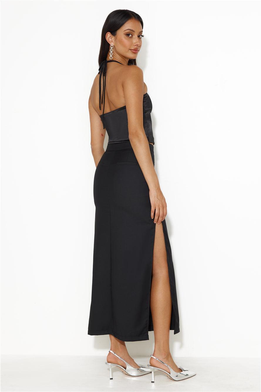 LIONESS Minimalist Maxi Skirt Onyx Product Image