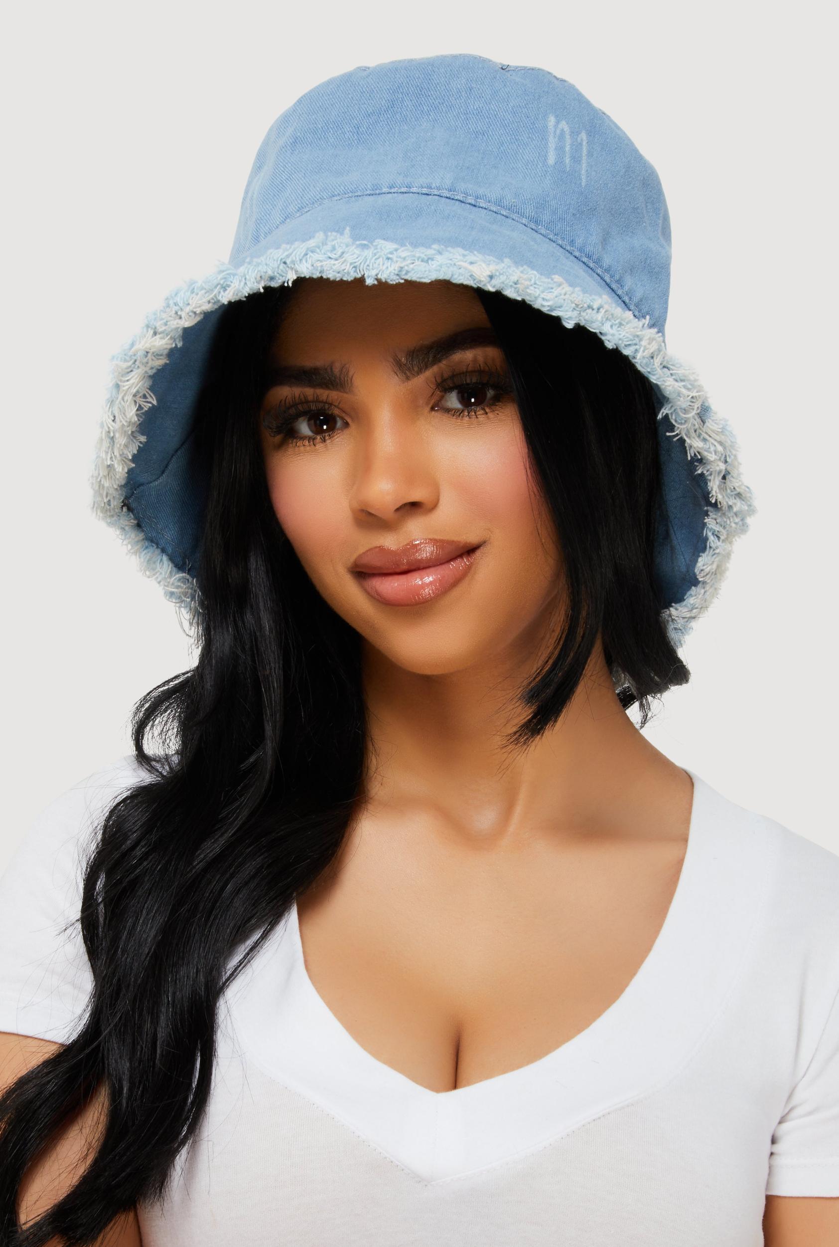 Distressed Frayed Denim Bucket Hat Female Product Image