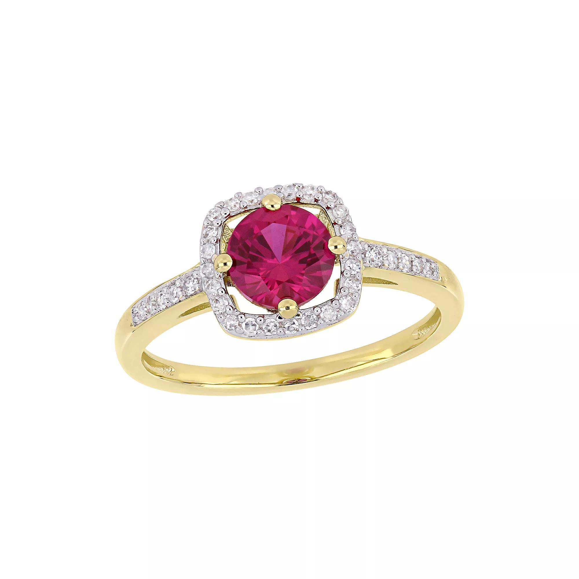 Stella Grace 10K Gold Gemstone & Diamond Accent Ring, Women's, Size: 5, Lab Created Red Product Image