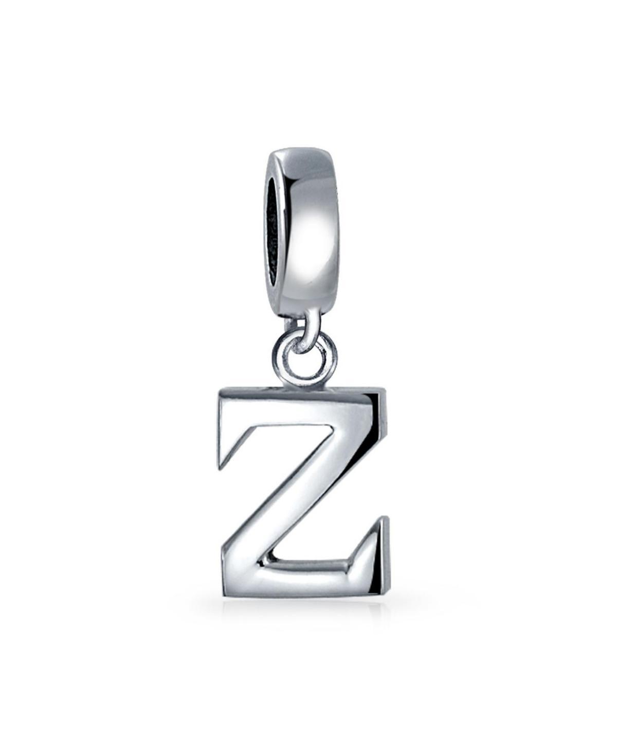 Bling Jewelry Dangle Block Letter A-z Alphabet Initial Charm Bead For Women Solid .925 Sterling Silver Fits European Bracelet Product Image