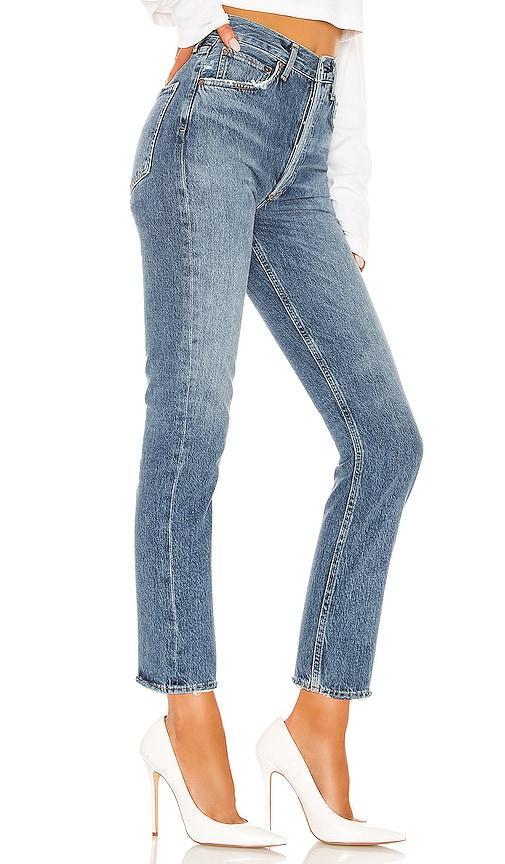 Agolde Riley High Rise Cropped Straight Jeans in Frequency Product Image