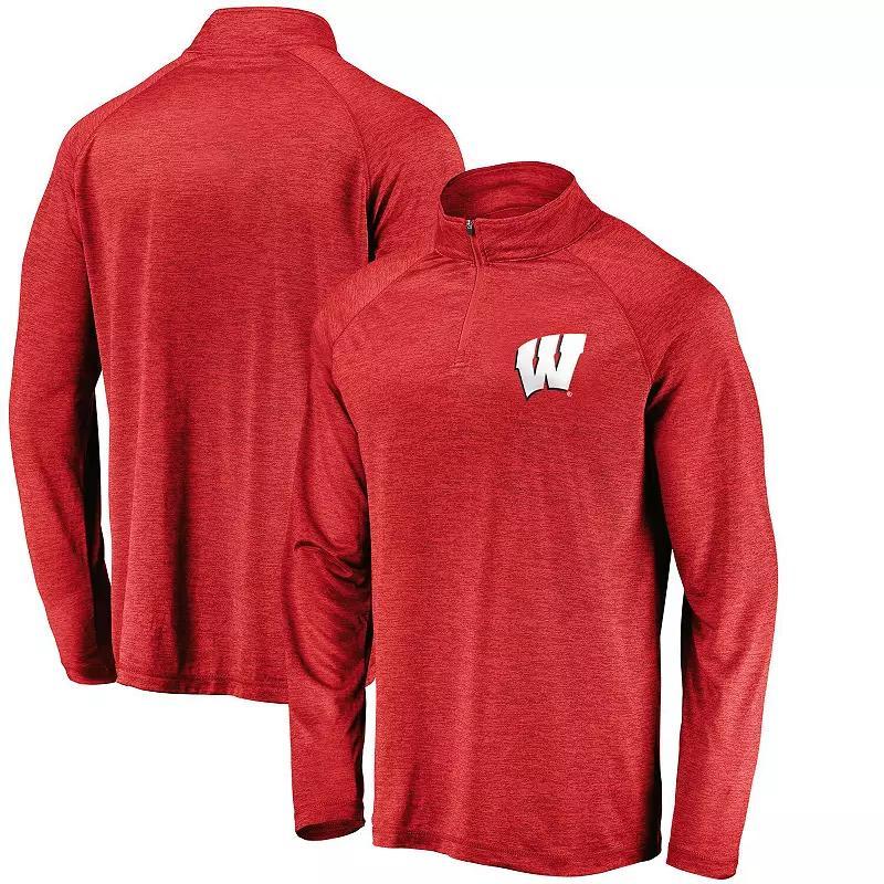 Mens Fanatics Branded Wisconsin Badgers Lightweight Striated Raglan Quarter-Zip Top Product Image