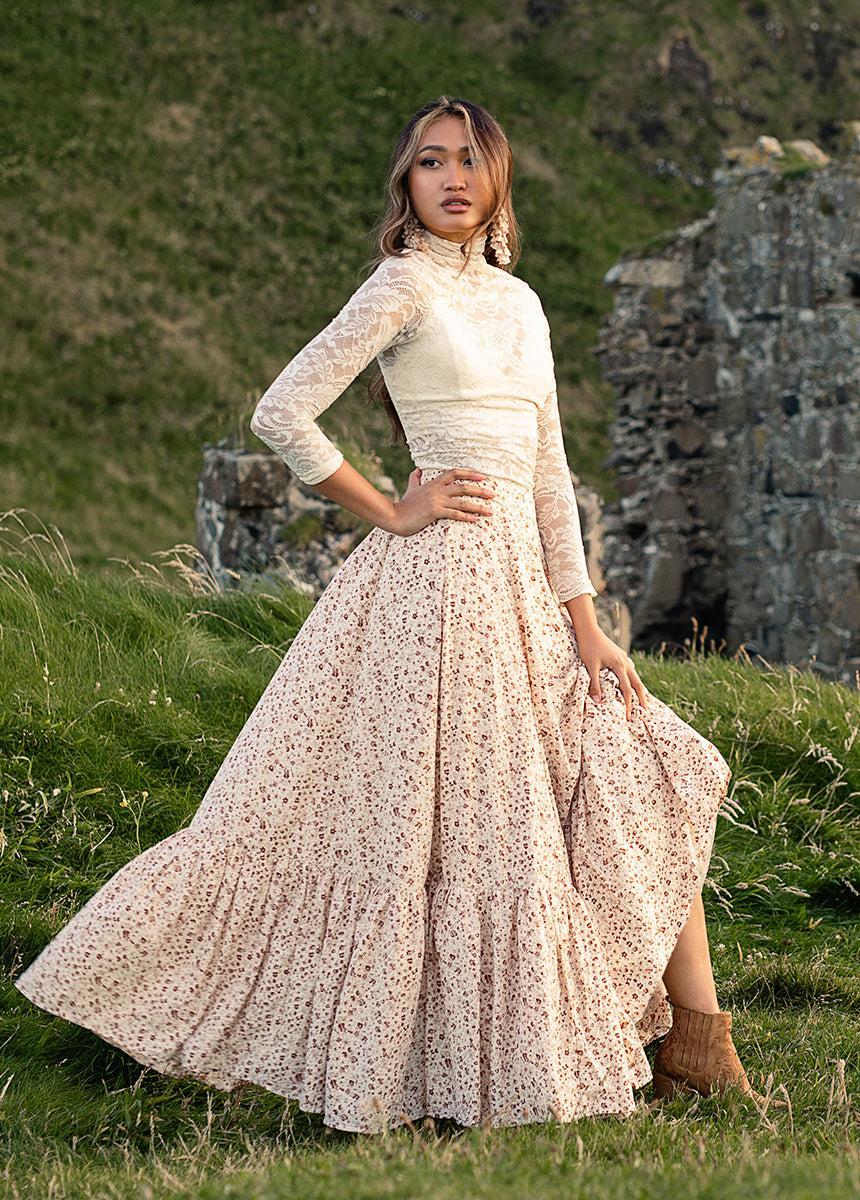 Annah Skirt in Neutral Floral Female Product Image