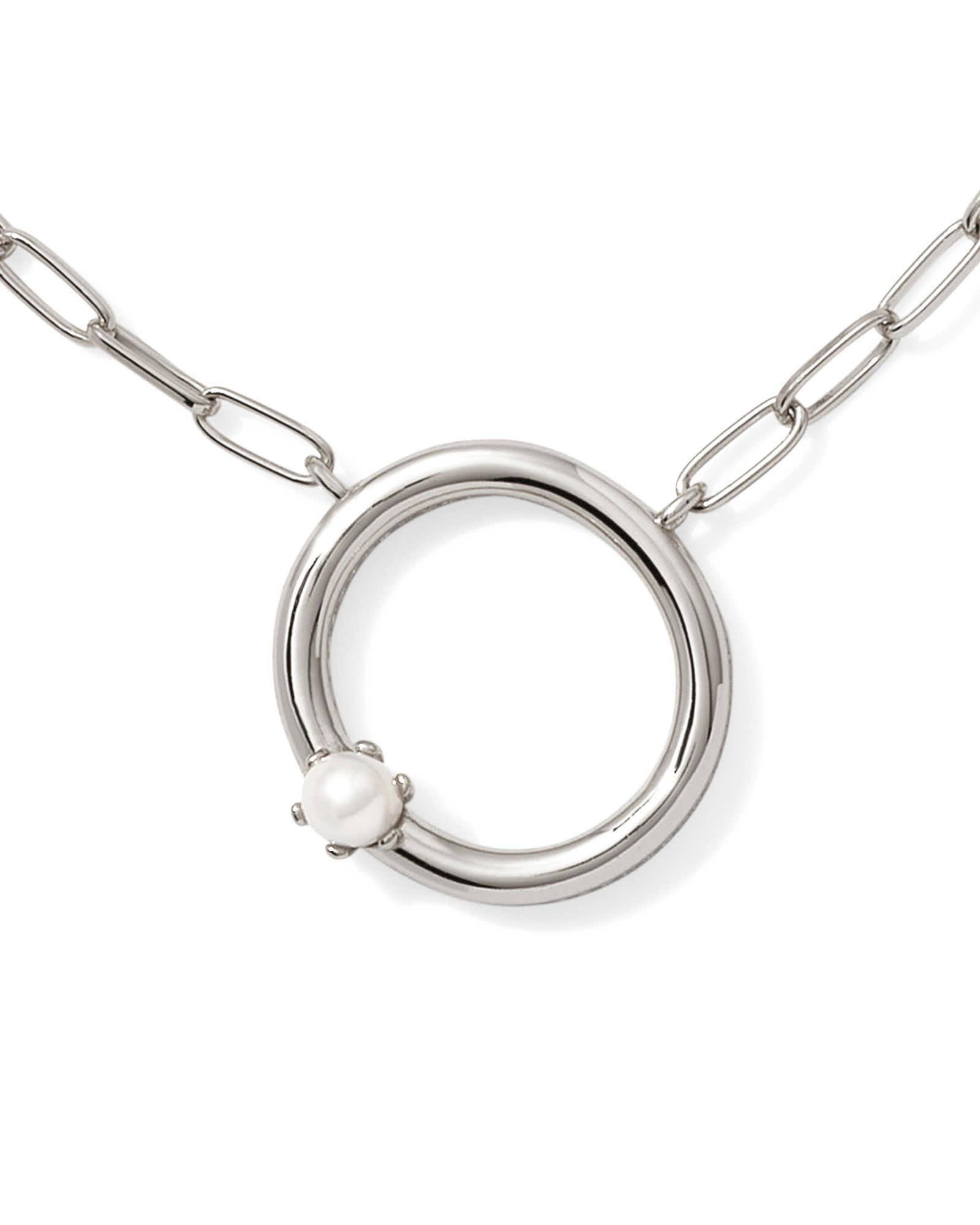 Pearl Silver Letter X Short Pendant Necklace in Freshwater Cultured Pearl Product Image