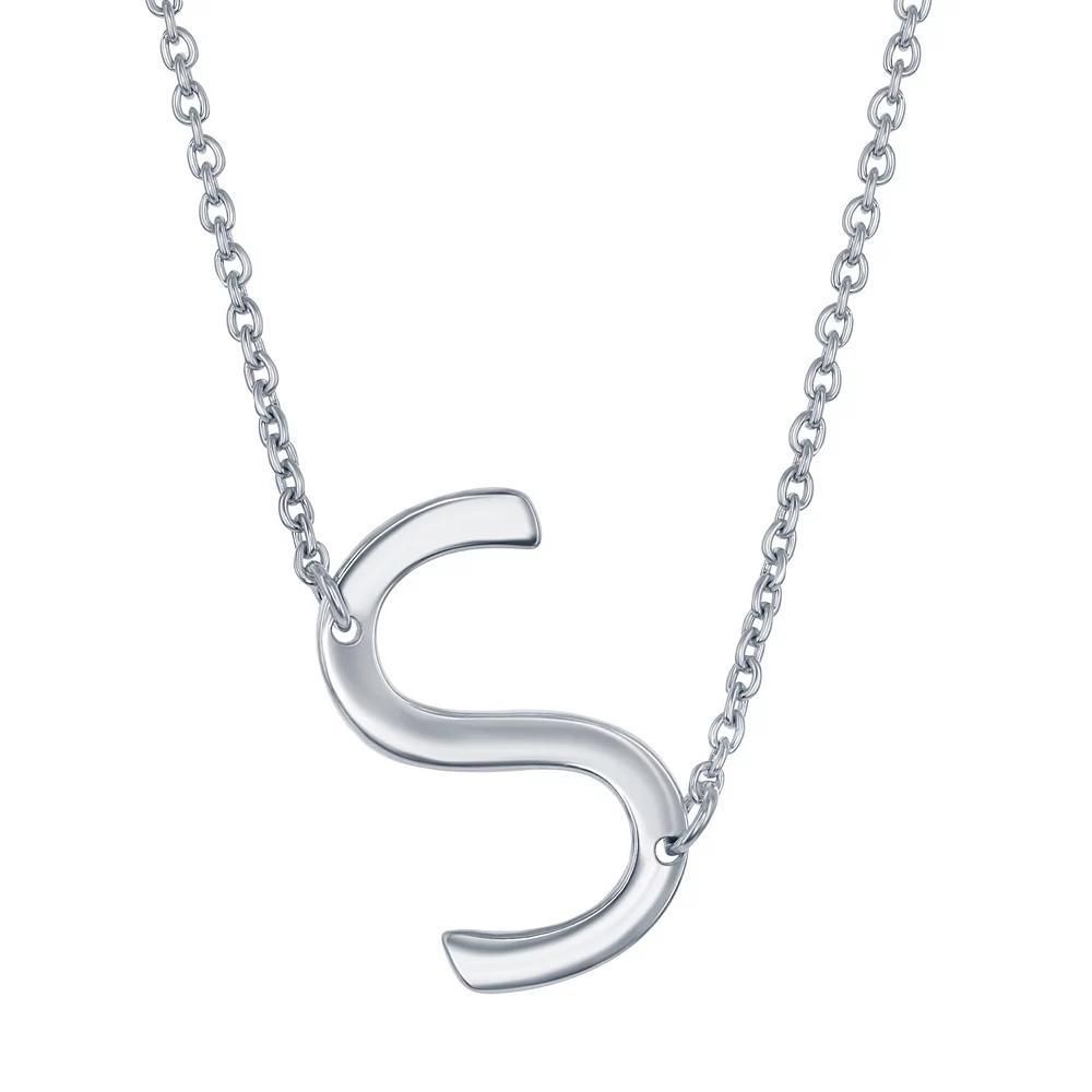 Sterling Silver Sideways Initial Necklace, Women's, Size: 16-18" ADJ, Sterling P Product Image