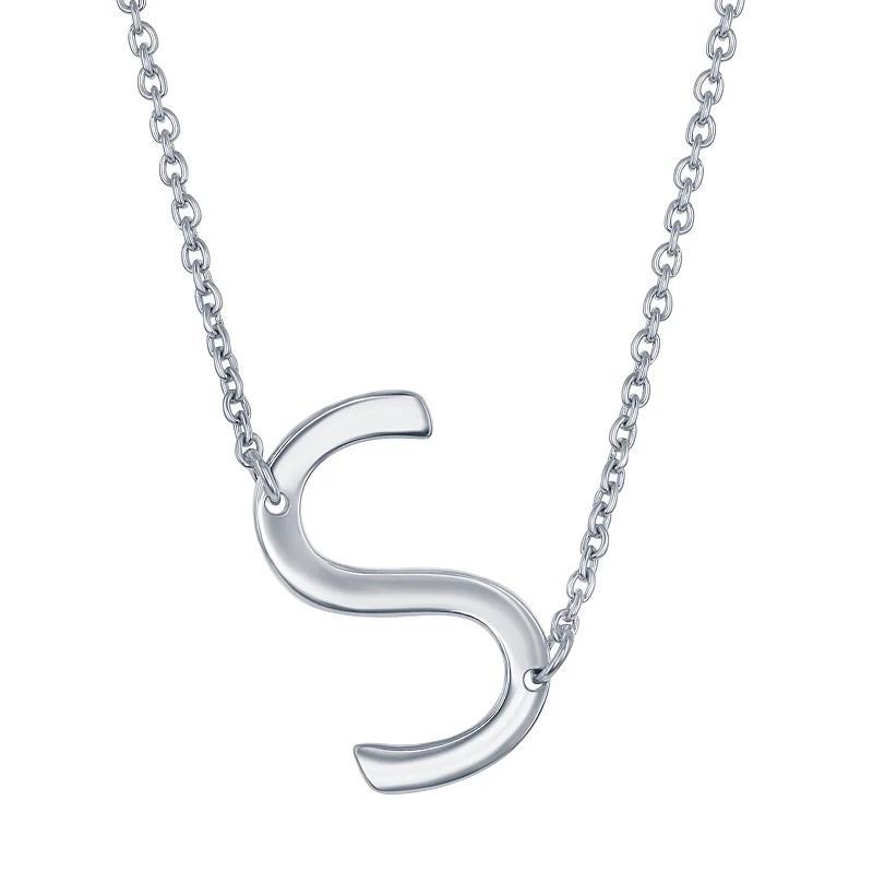 Sterling Silver Sideways Initial Necklace, Women's, Size: 16-18" ADJ, Sterling P Product Image