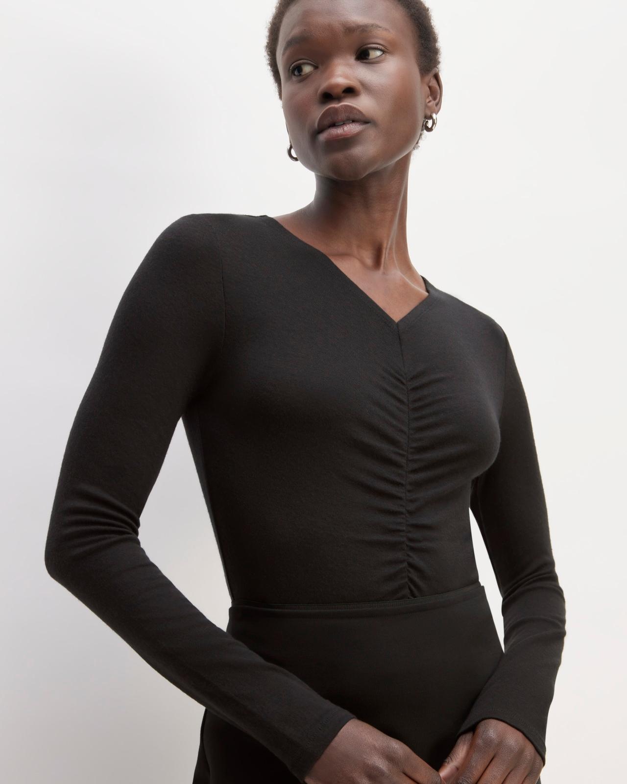 Womens Ruched V-Neck T-Shirt in Butterluxe by Everlane Product Image