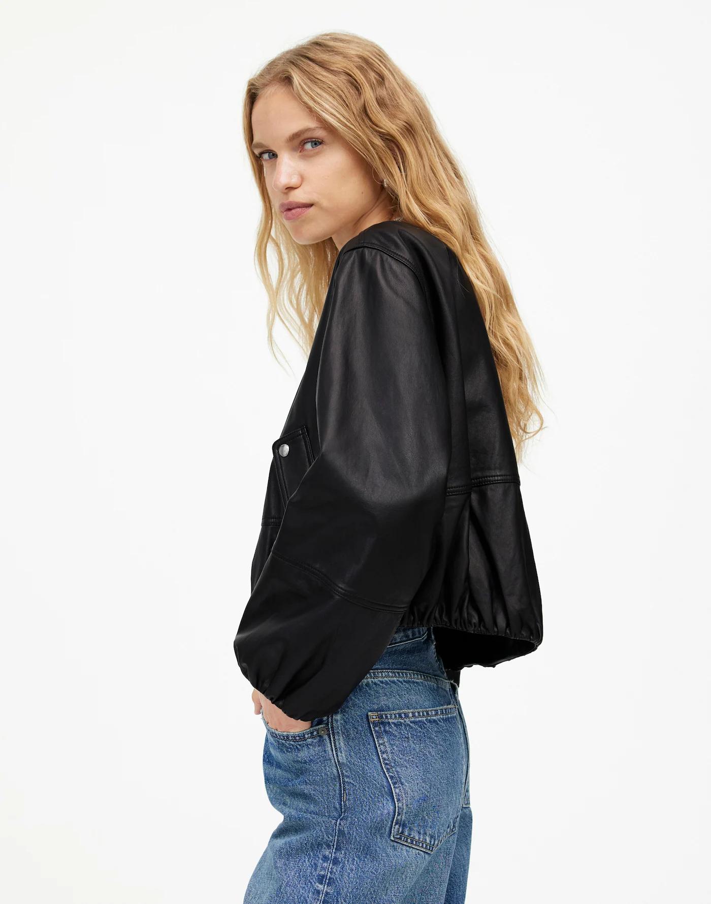 Leather Bubble-Sleeve Jacket Product Image