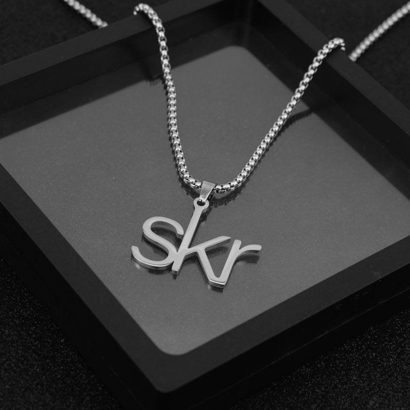 Lettering Pendant Box Chain Necklace Product Image