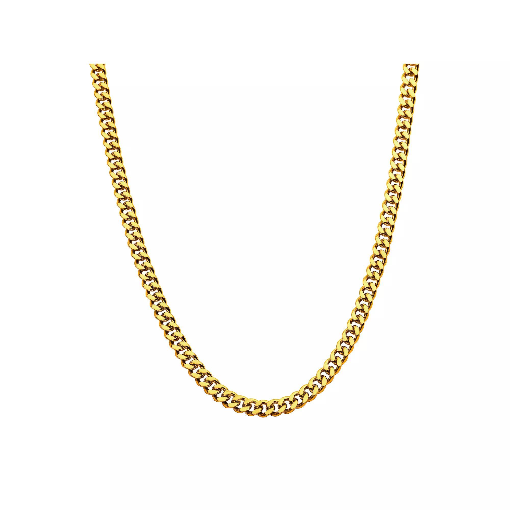18k Gold Over Stainless Steel 6 mm Curb Chain Necklace, Men's, Size: 20", Gold Tone 6mm Product Image