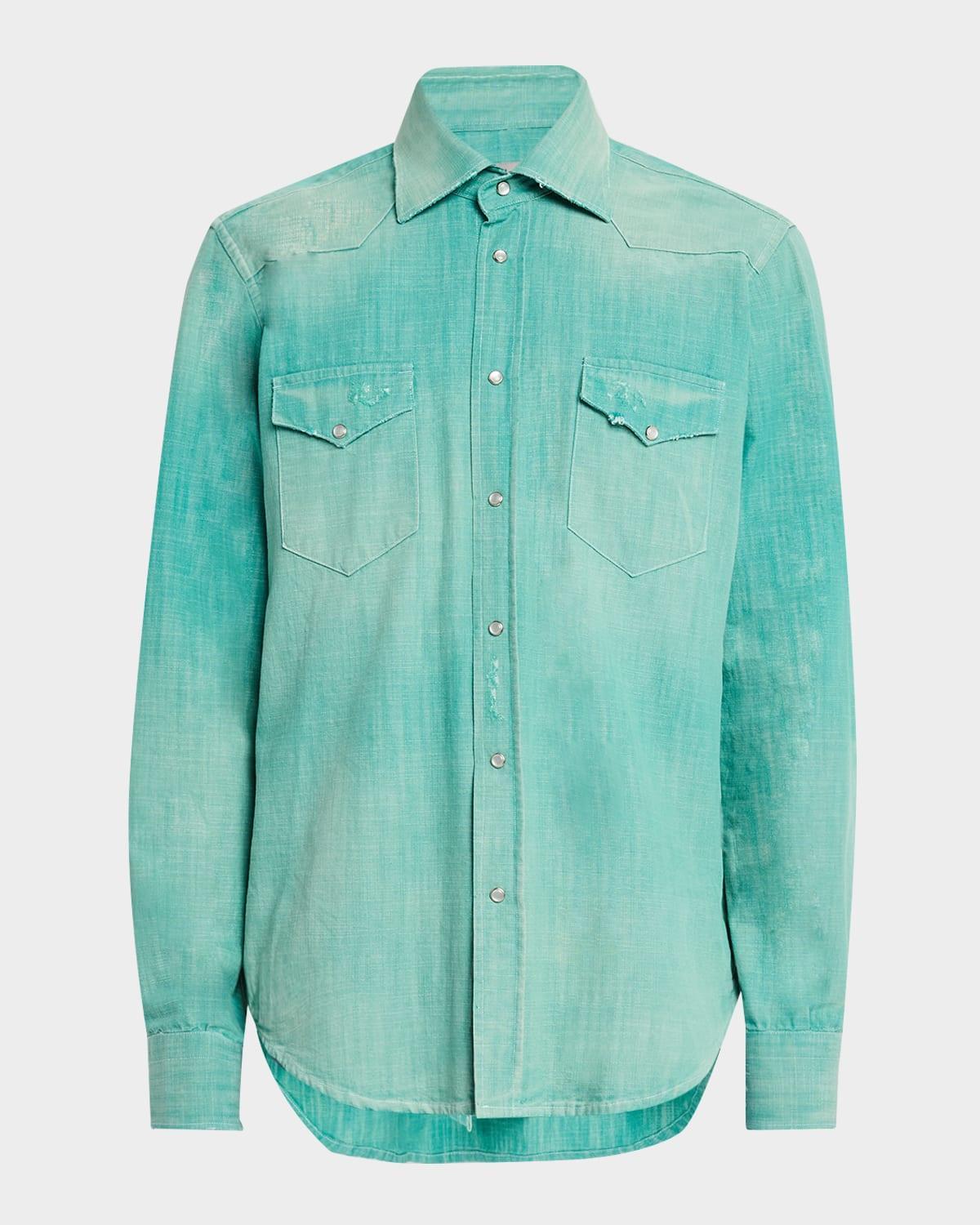 Mens Denim Western Shirt Product Image