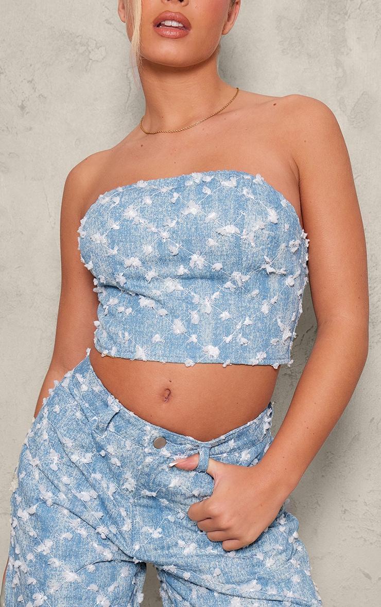 Blue Sequin Candyfloss Denim Corset Top Product Image