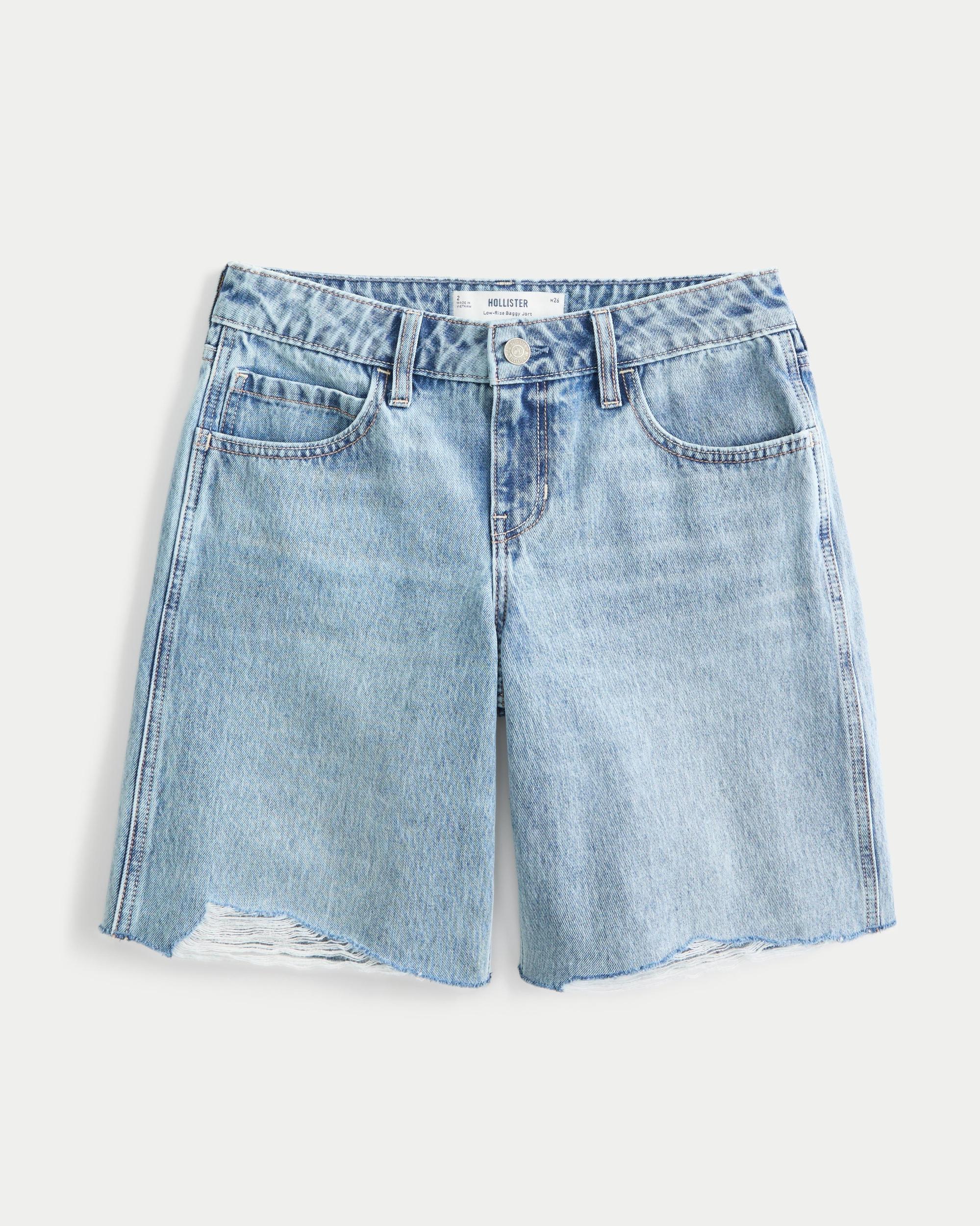 Low-Rise Washed Black Baggy Jort Product Image