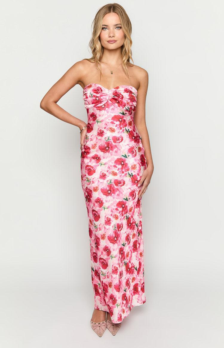 Ashley Pink Floral Formal Maxi Dress Product Image
