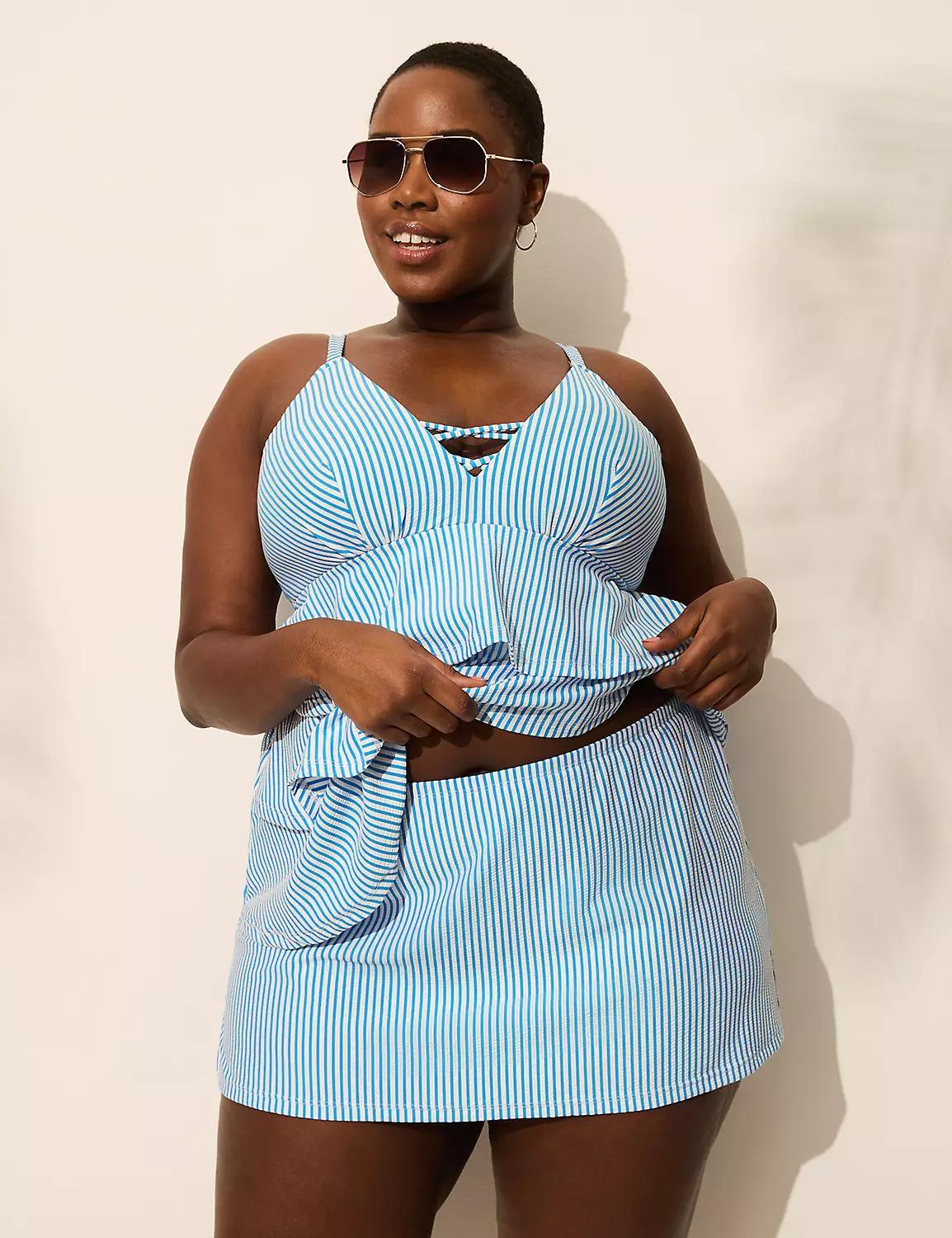 Seersucker Side Slit Swim Skirt Product Image