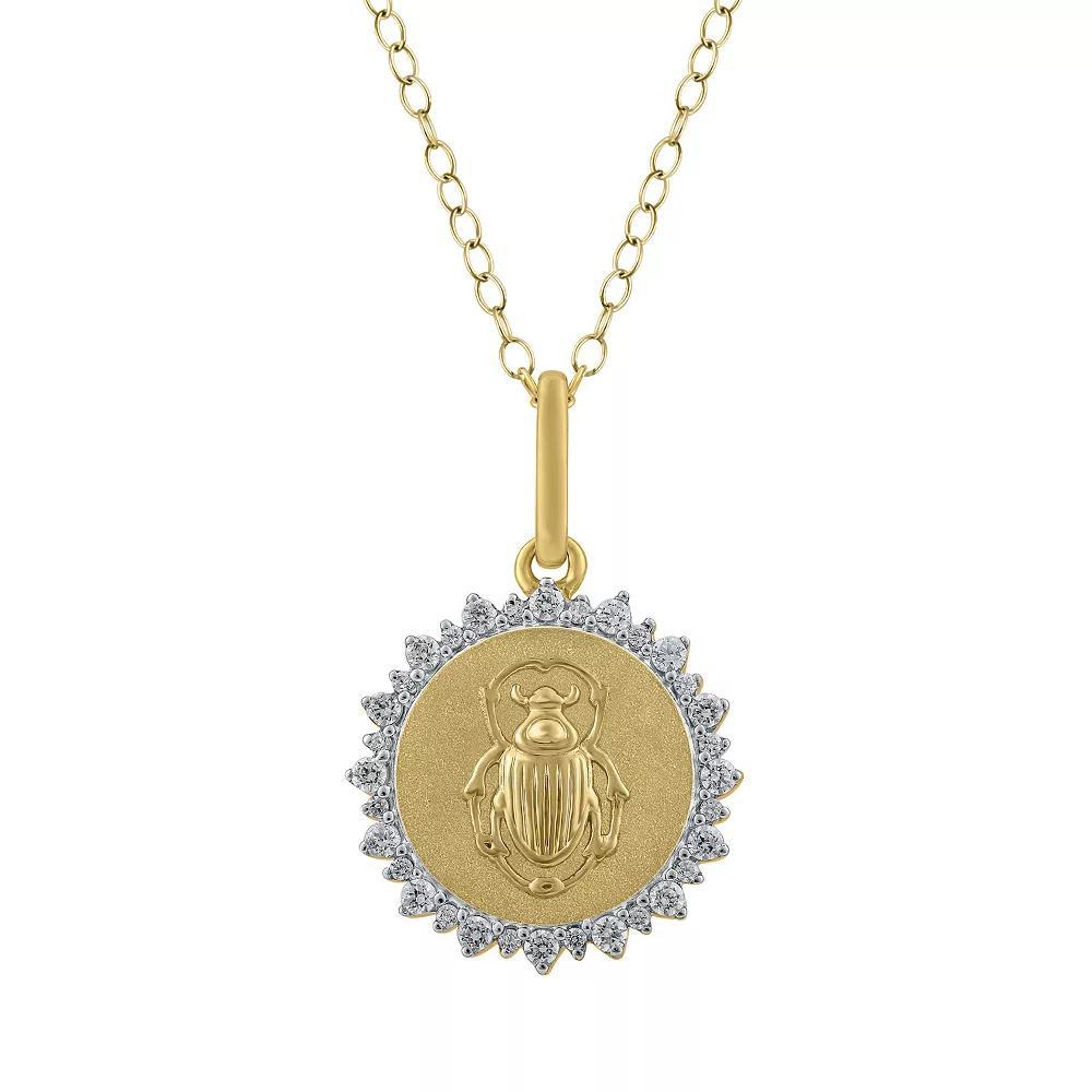Royal Aura Sterling Silver 1/4 Carat T.W. Diamond Medallion Scarab Pendant Necklace, Women's, Size: 18", Gold Tone Product Image