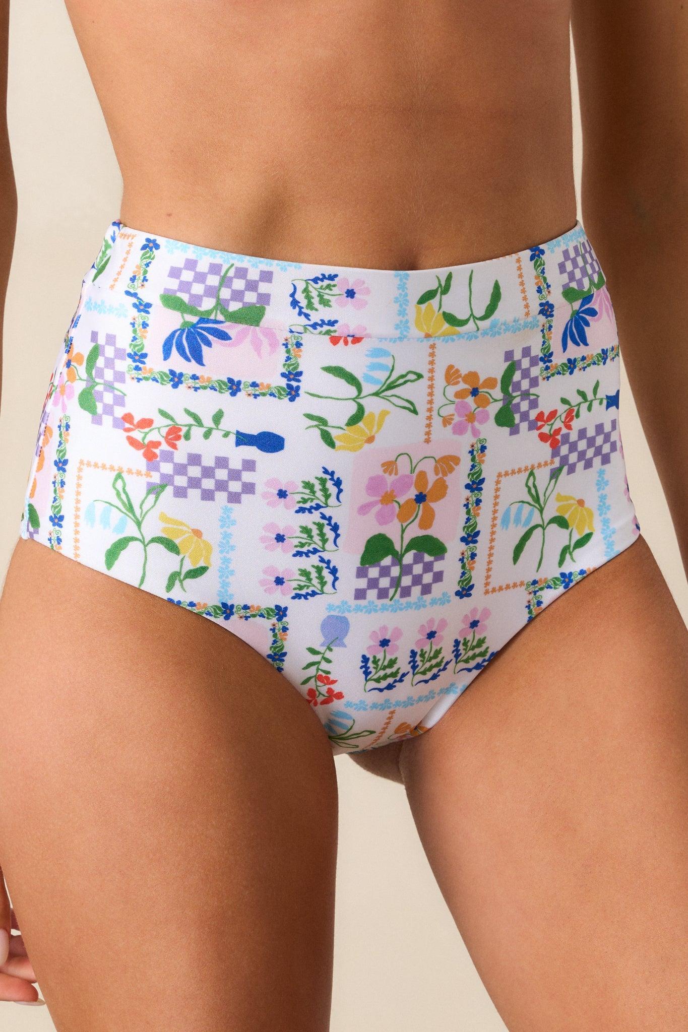 MINKPINK Nikita Ivory Picnic High Waist Bikini Bottoms Product Image