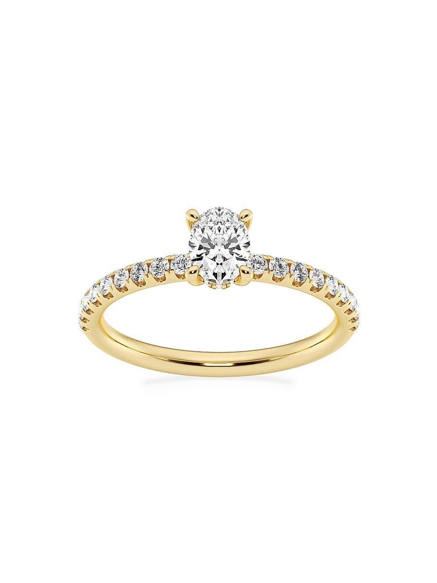 Womens 14K Yellow Gold & Oval Lab-Grown Diamond Hidden Halo Ring/0.80-3.41 TCW Product Image