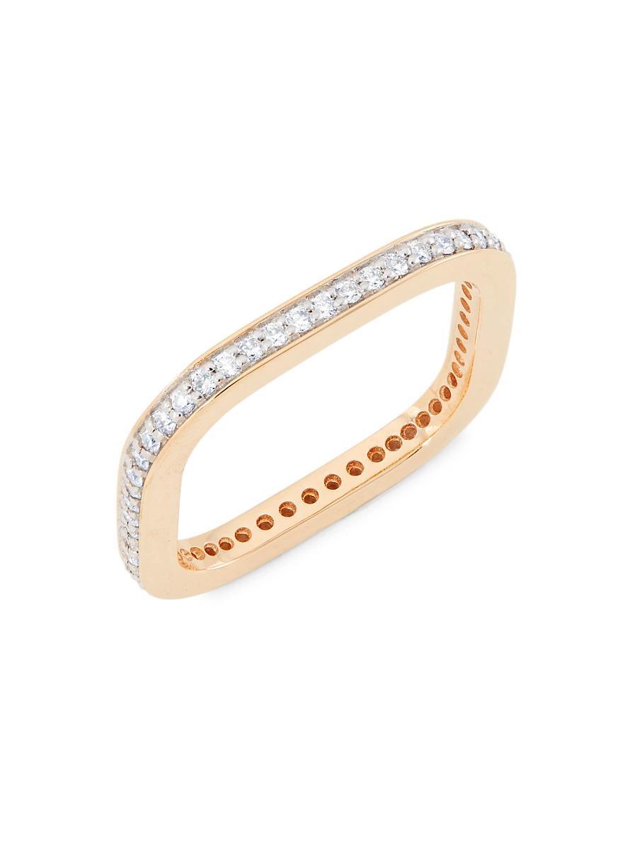 Womens 18K Rose Gold & Diamond Square Ring Product Image