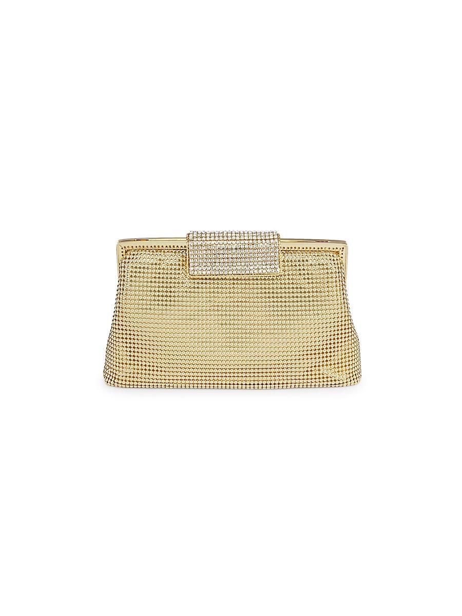 Womens Crystal Clasp Metal Mesh Clutch Product Image