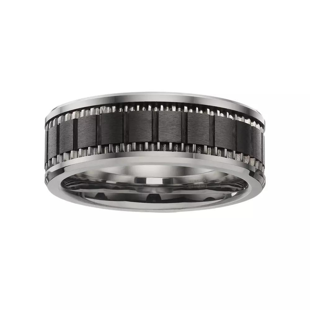 Stainless Steel & Black Ceramic Brick Band - Men, Men's, Size: 9 Product Image