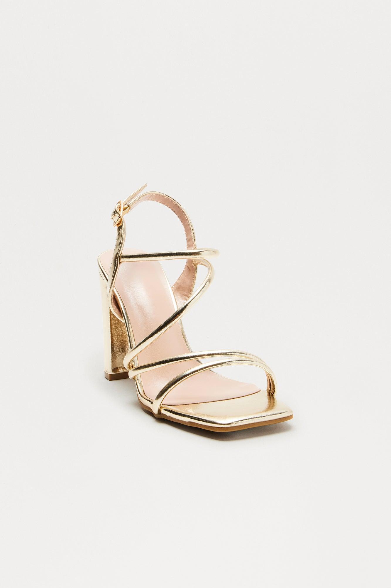 Cassian Ankle Strap Heels - Gold Product Image