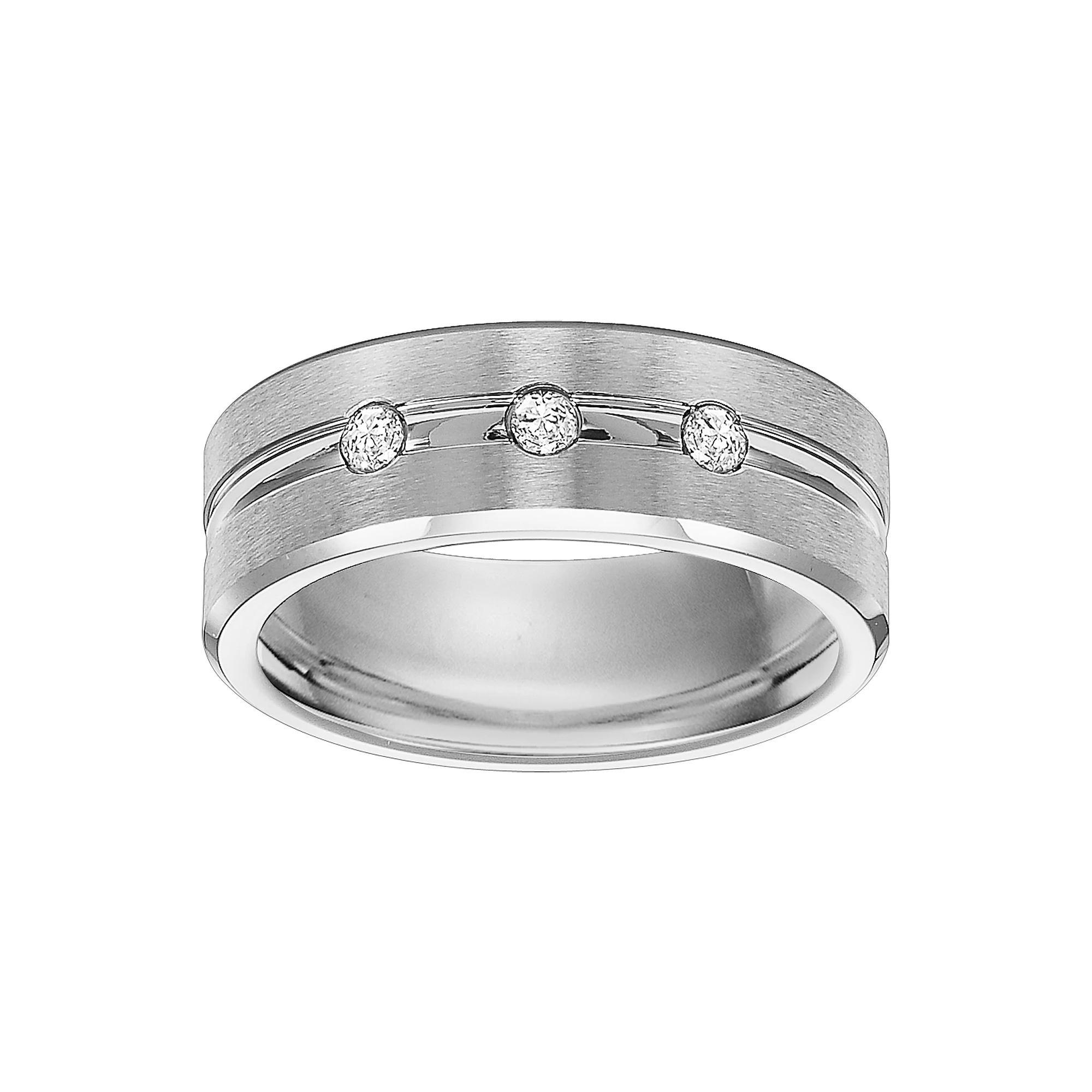 AXL 1/6 Carat T.W. Diamond Cobalt 8 mm Comfort Fit Mens Band Silver Tone Product Image