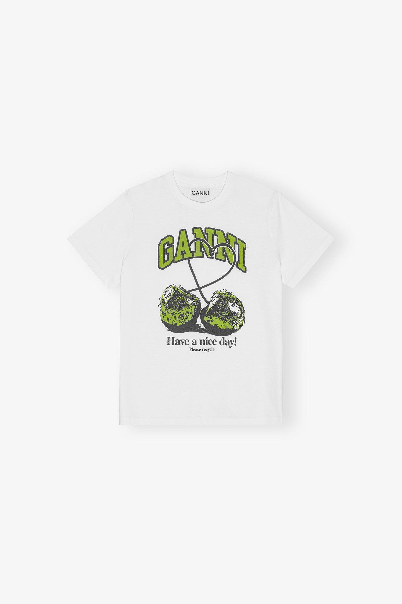 White Basic Jersey Cherry Relaxed T-shirt Product Image