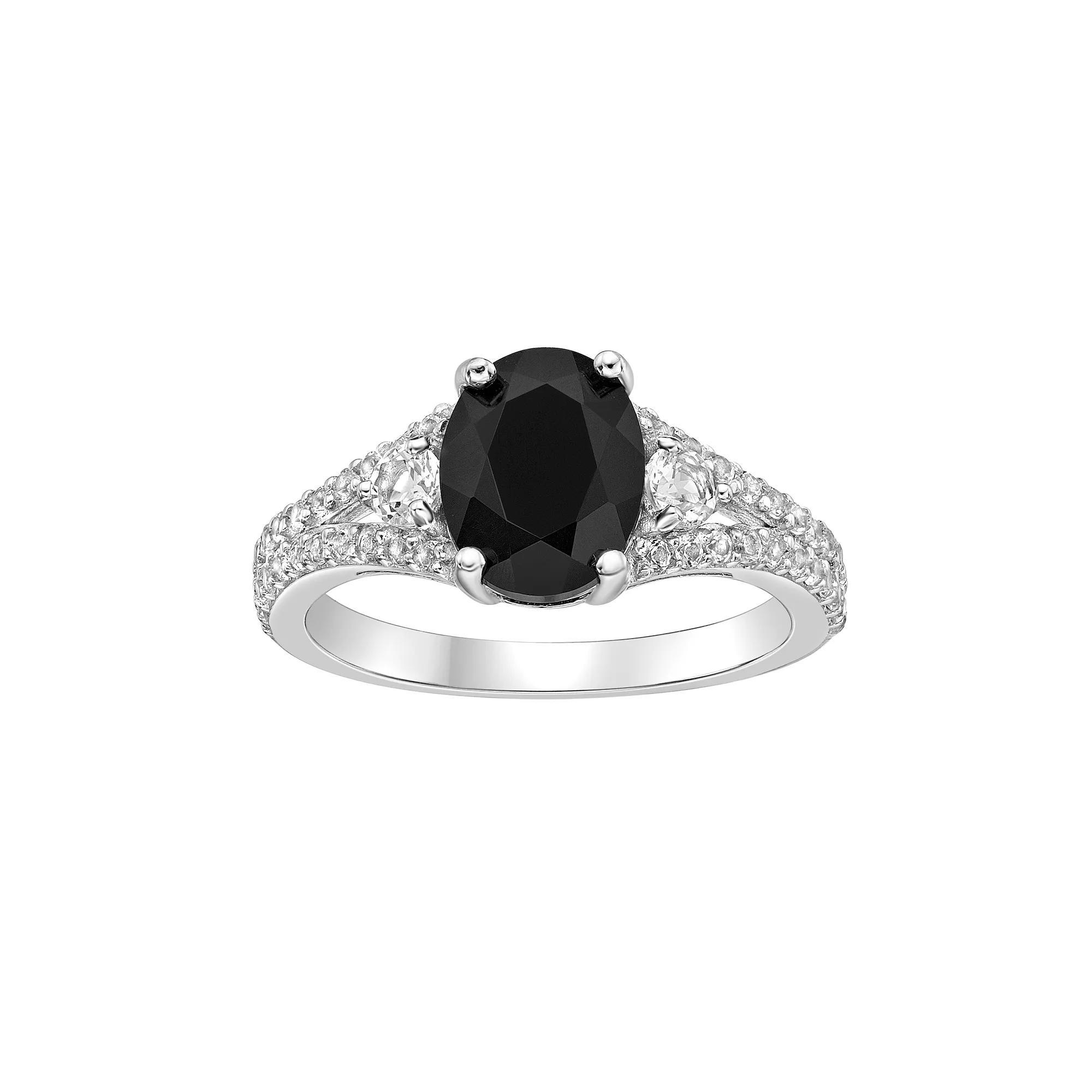 Gemminded Sterling Silver Black Onyx Oval Ring, Women's, Size: 9 Product Image