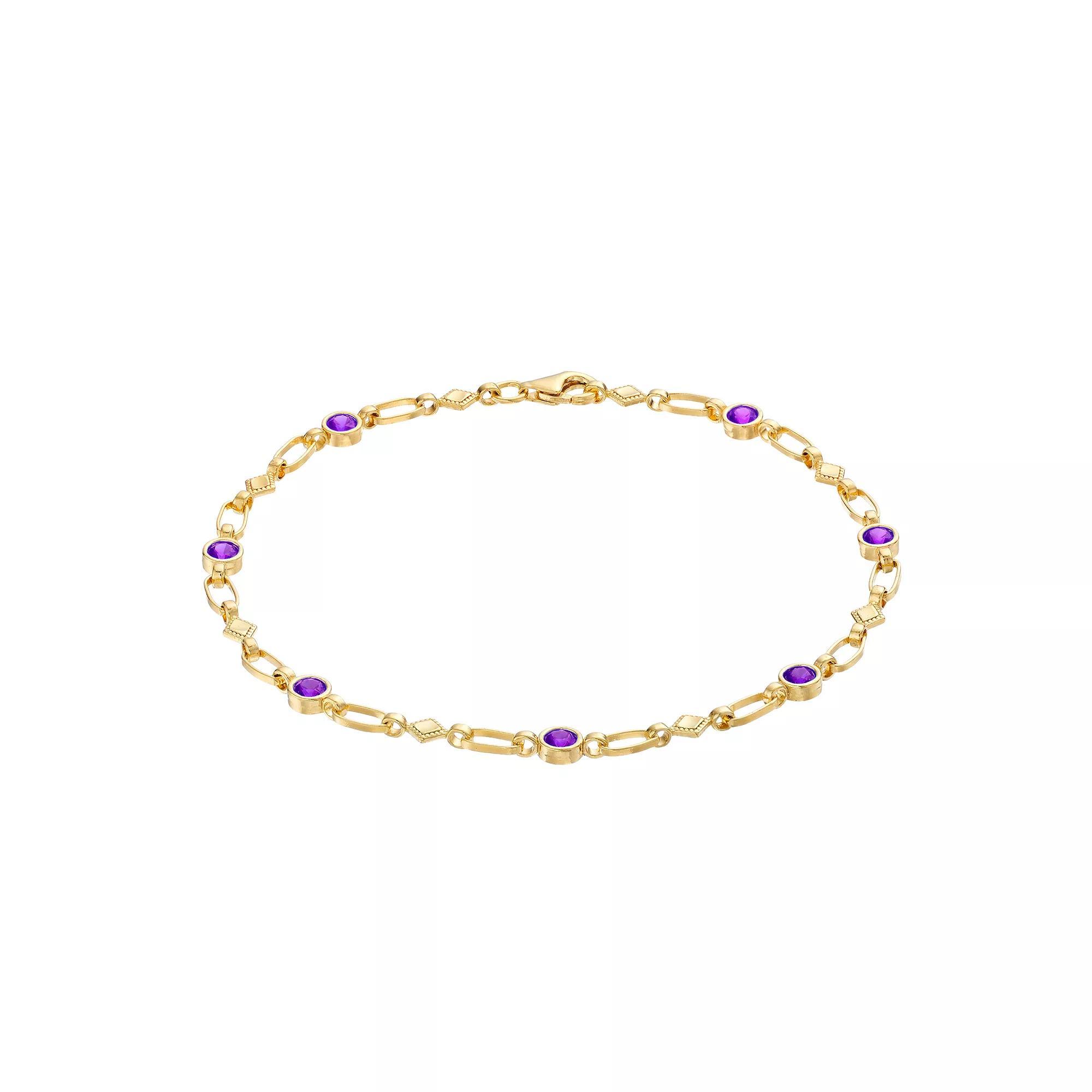 Kristen Kesho Sterling Silver Lab-Created Ruby Kite Link Bracelet, Women's, Size: 7.5" Product Image