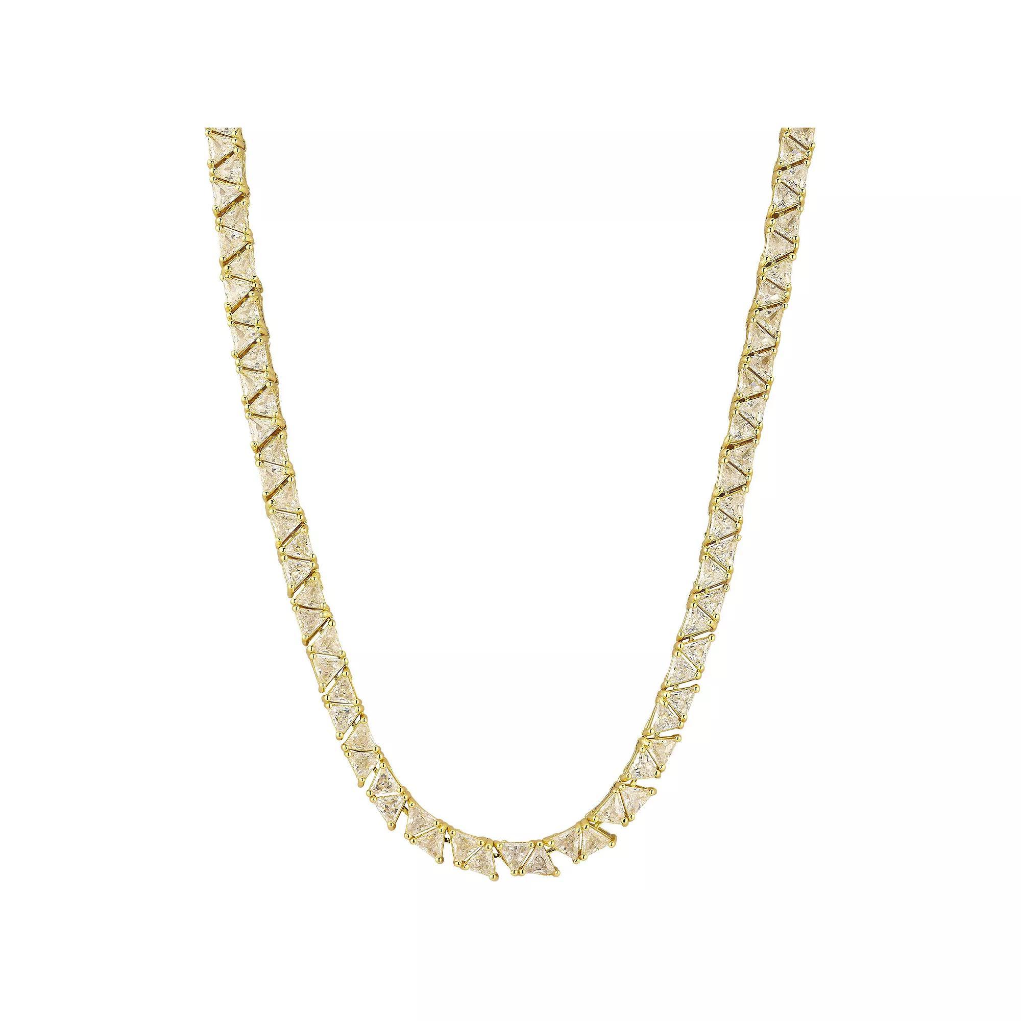WINX Cubic Zirconia Triangular Gem Tennis Necklace, Women's, Size: 16", Gold Tone Product Image
