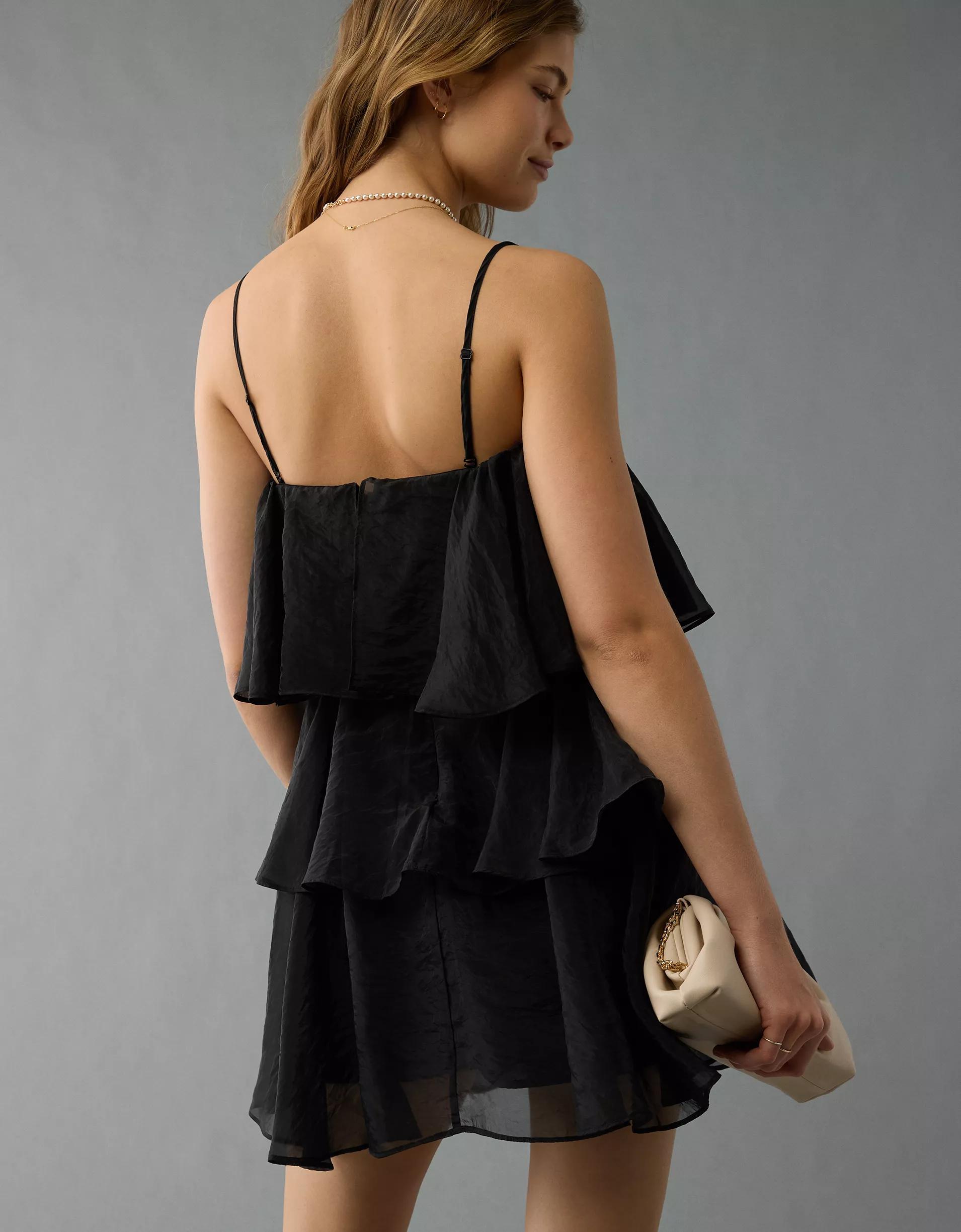 AE Strapless Ruffle Tiered Mini Dress Product Image