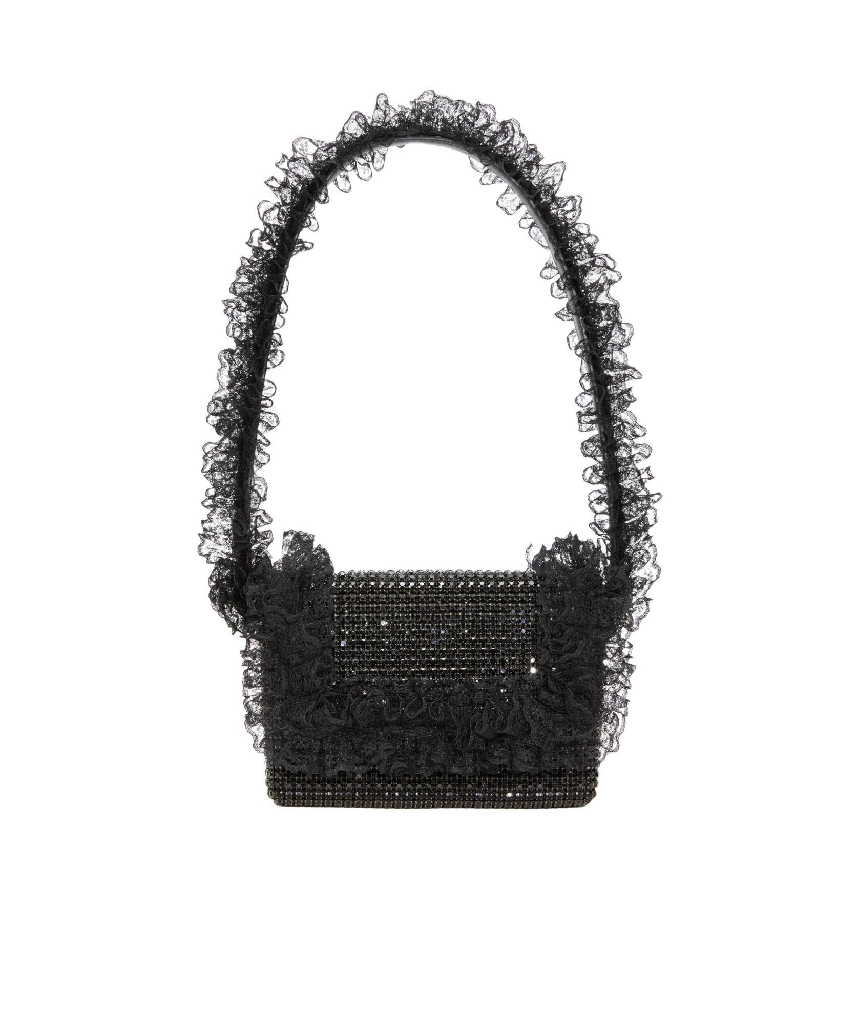SELF-PORTRAIT Crystal Lace Detail Bag In Black Product Image