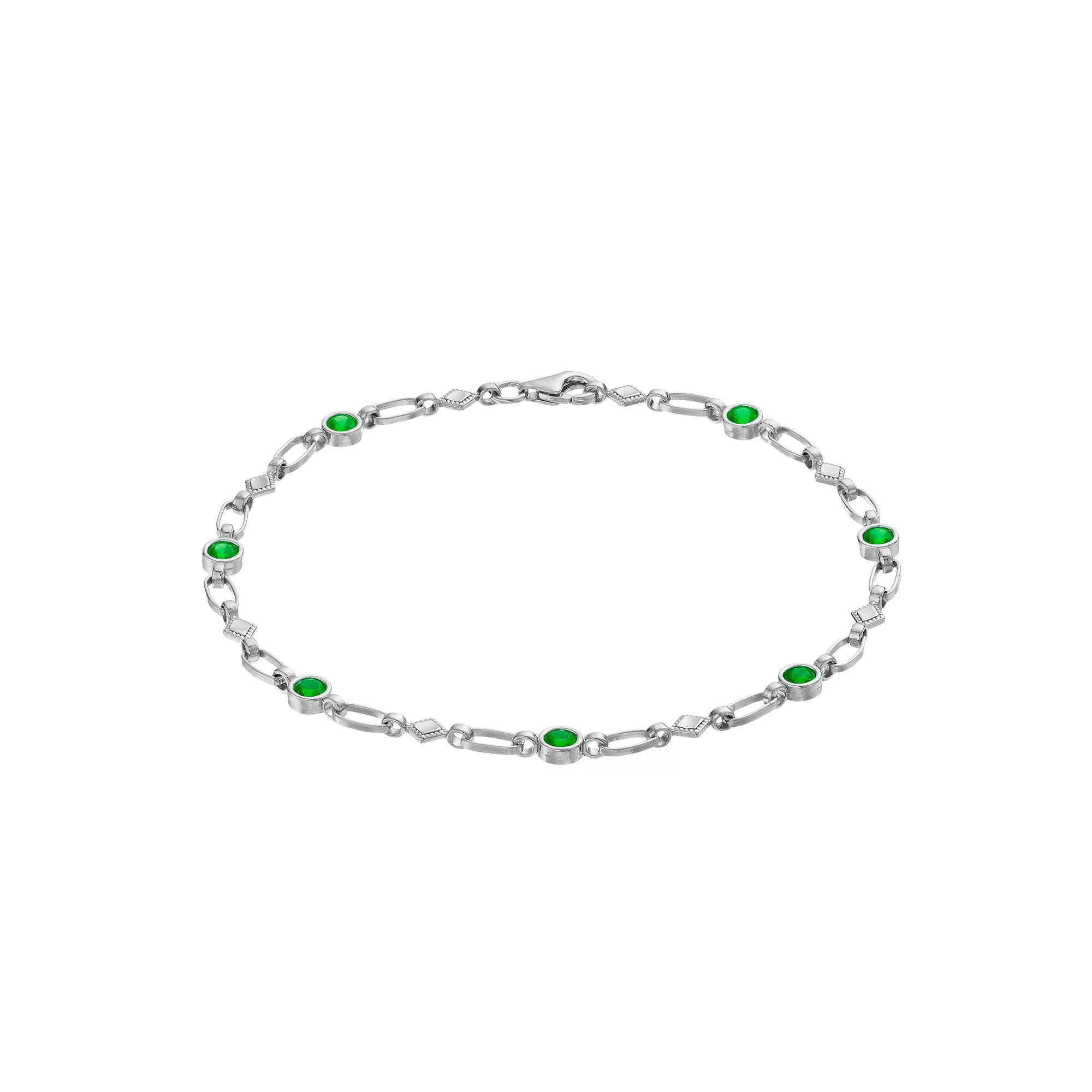 Kristen Kesho Sterling Silver Lab-Created Ruby Kite Link Bracelet, Women's, Size: 7.5" Product Image