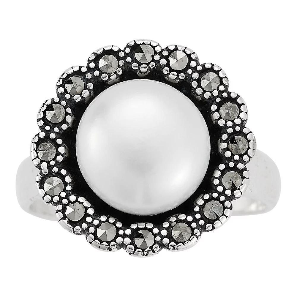 Sunkissed Sterling Sterling Silver Oxidized Cubic Zirconia and Cultured Freshwater Pearl Ring, Women's, Size: 7, Silver Tone Product Image