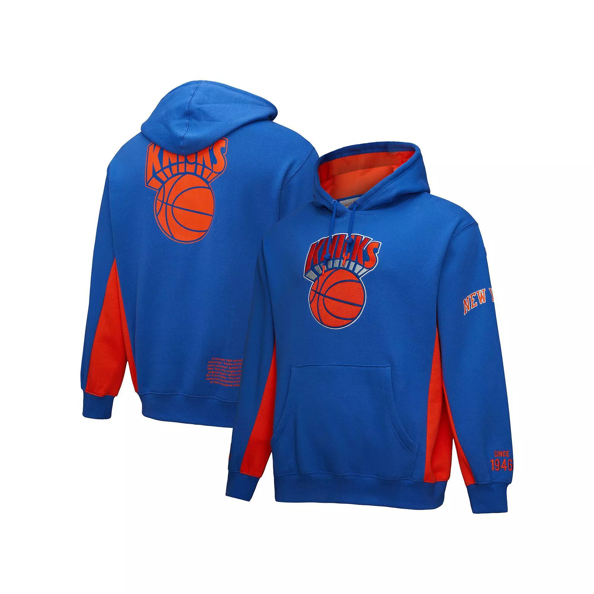 Men's Mitchell & Ness Blue New York Knicks Hardwood Classics Team Origins Fleece Pullover Hoodie, Size: Large Product Image