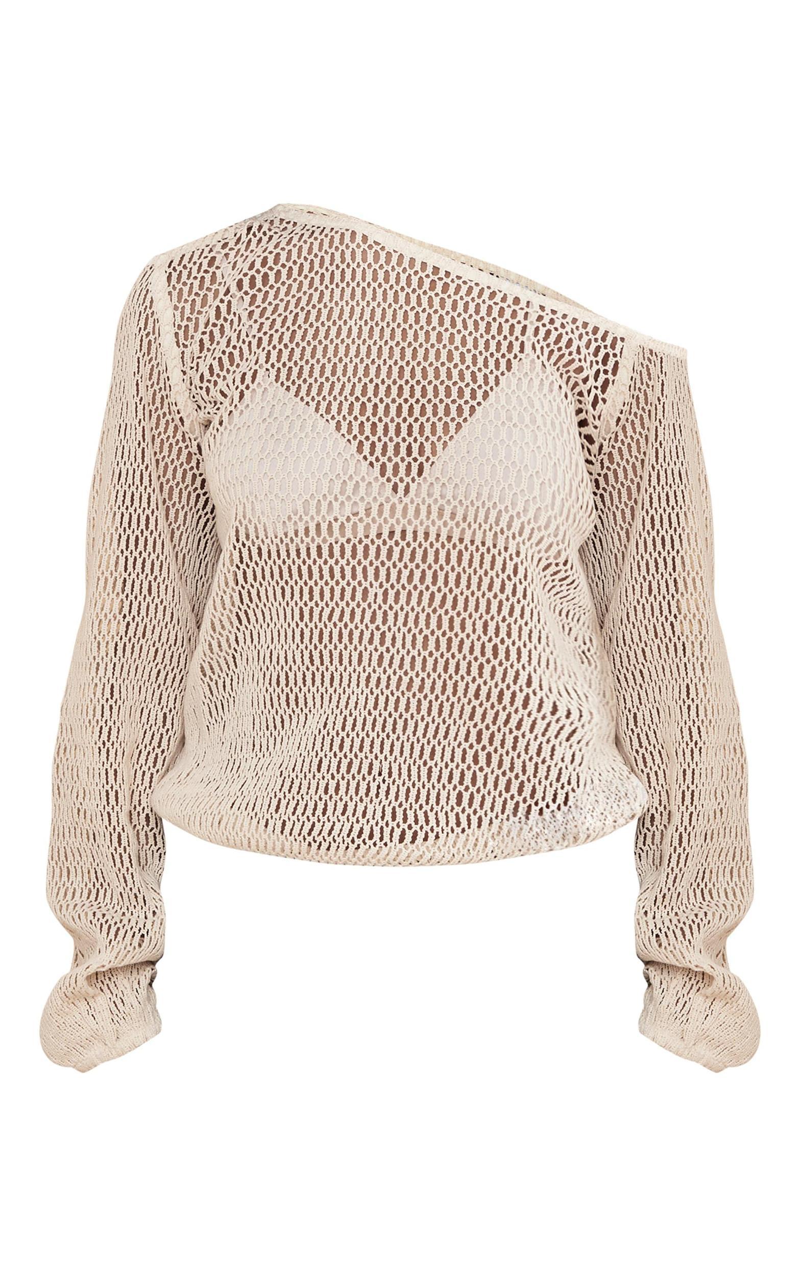 Stone Textured Knit Off The Shoulder Long Top Product Image