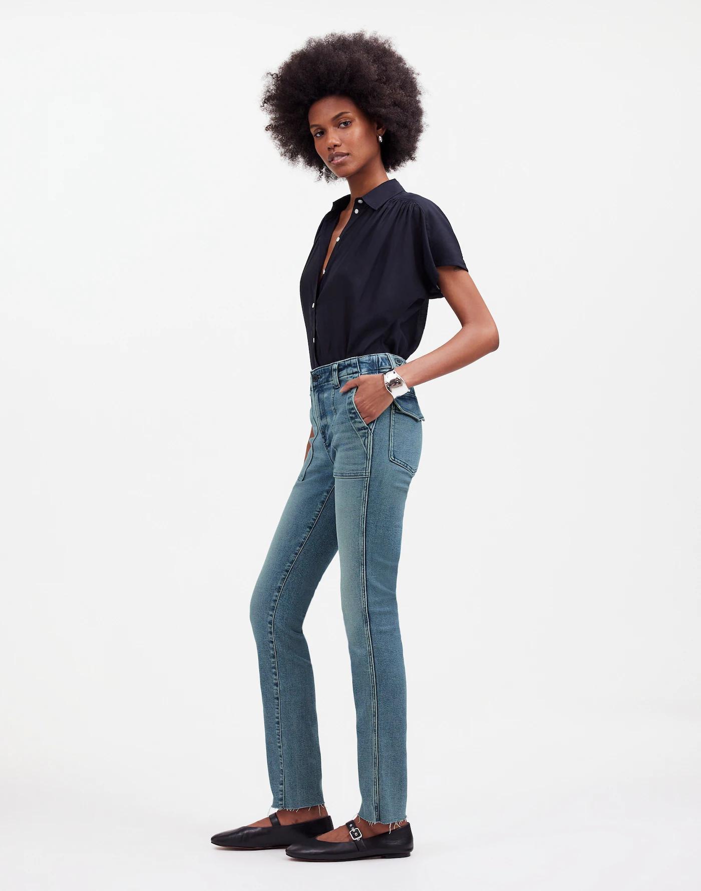 Mid-Rise Stovepipe Jeans in Shealy Wash: Raw-Hem Edition Product Image