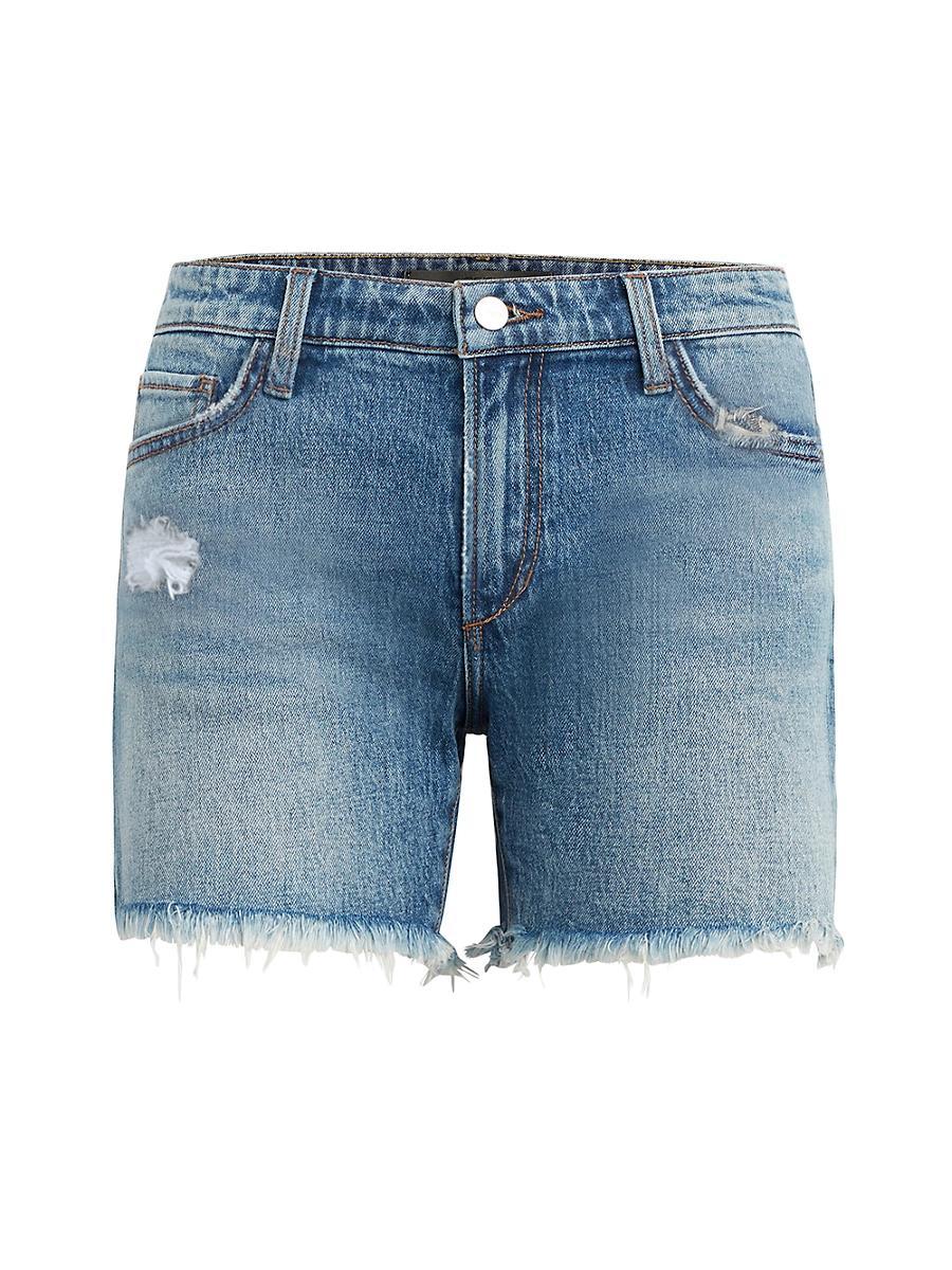 Womens The 5-Inch Mid-Rise Distressed Denim Shorts Product Image