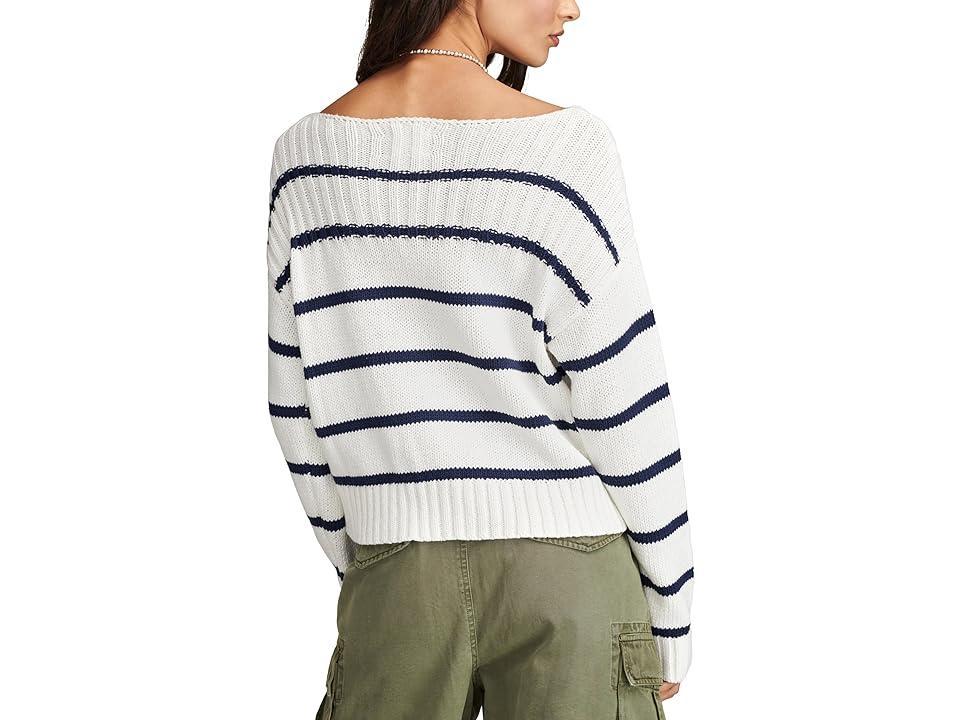 Lucky Brand Striped Pullover Sweater (Tofu Cadet Navy Str) Women's Sweater Product Image