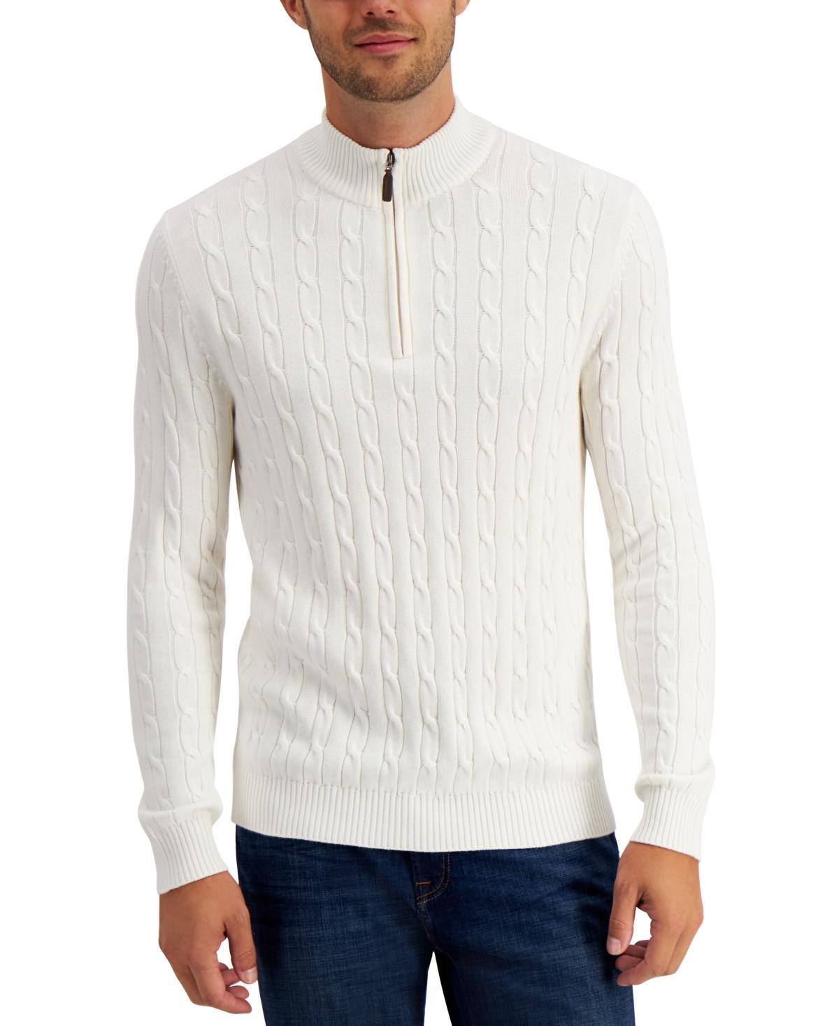 Club Room Mens Cable Knit Quarter-Zip Cotton Sweater, Created for Macys Product Image