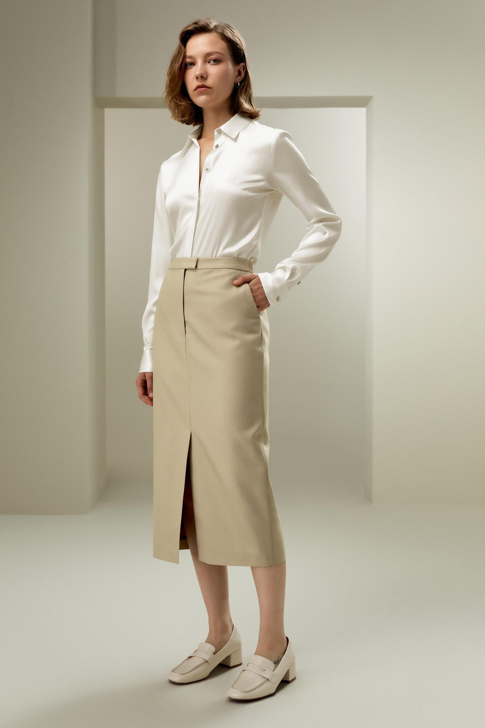 Modern Beauty Silk Wool Pencil Skirt Product Image
